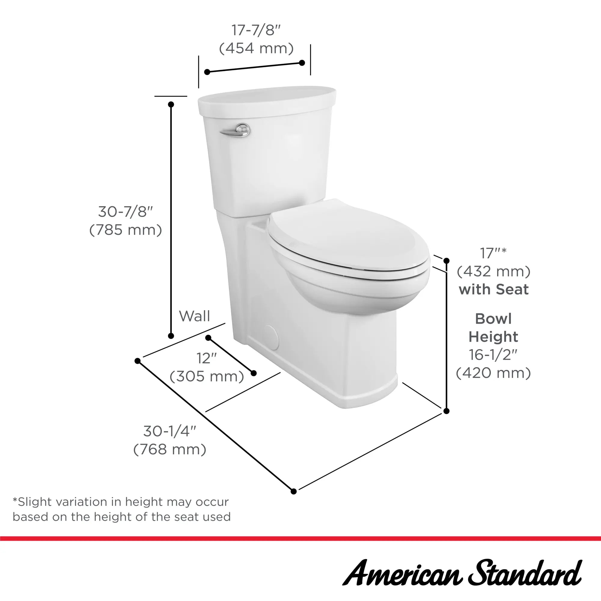 1.6 GPF/6.0 LPF Elongated Toilet with AquaGuard Liner & Seat - Left-Hand Trip Lever, Chair Height - Perfect for Modern Bathrooms & Water-Efficient Homes
