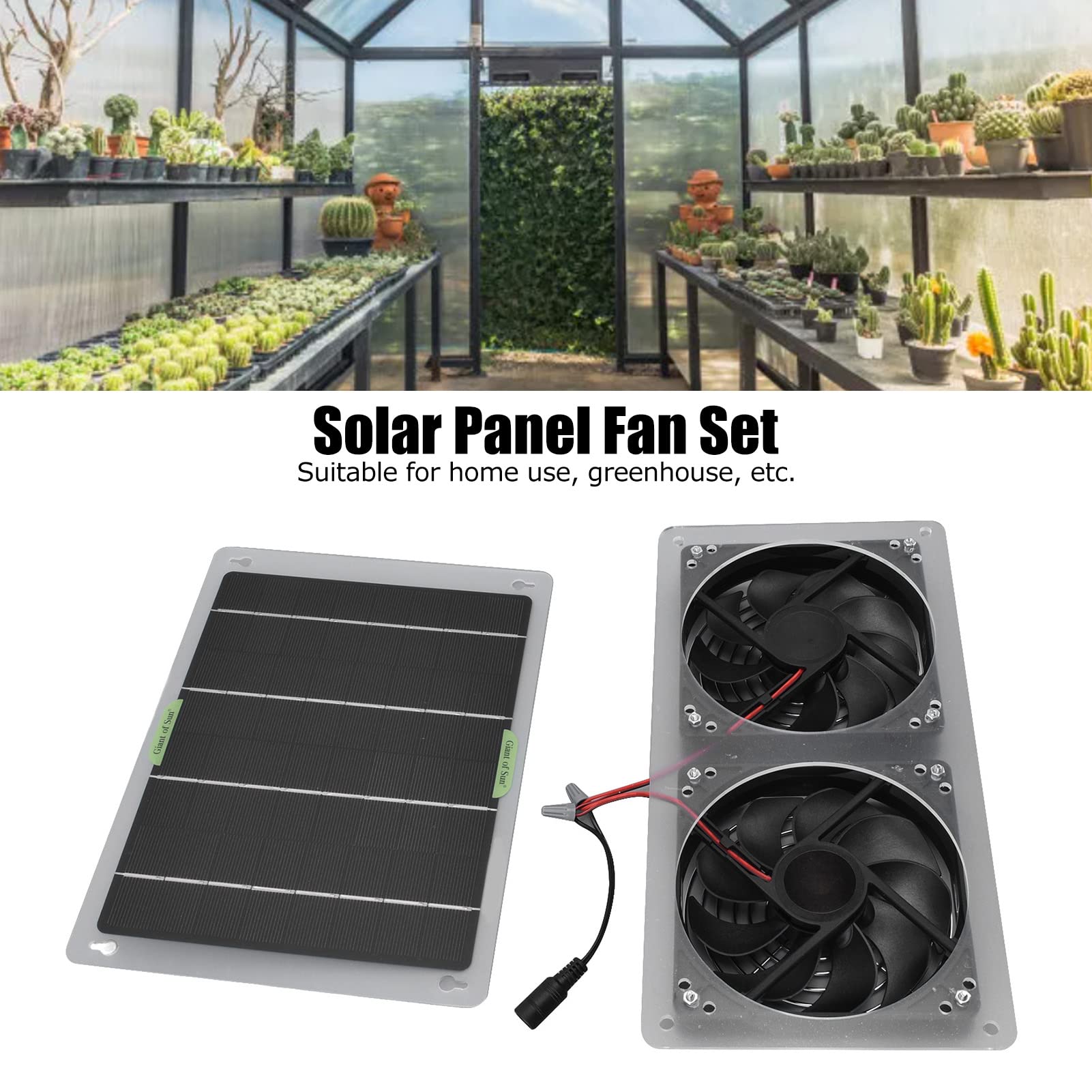 100W 12V Solar Panel Fan Kit - Waterproof Dual Exhaust Fans with Solar Panel for Greenhouses, Chicken Coops, Sheds & Pet Houses - Ideal for Ventilation in Small Spaces, Crawl Spaces & Outdoor Shelters