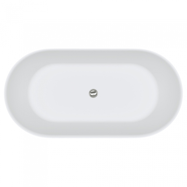 Fienza SS350 1700 Kaya Slim Wall Stone Bath 1700mm, Matte White - Modern Freestanding Bathtub for Luxury Bathroom & Spa Relaxation