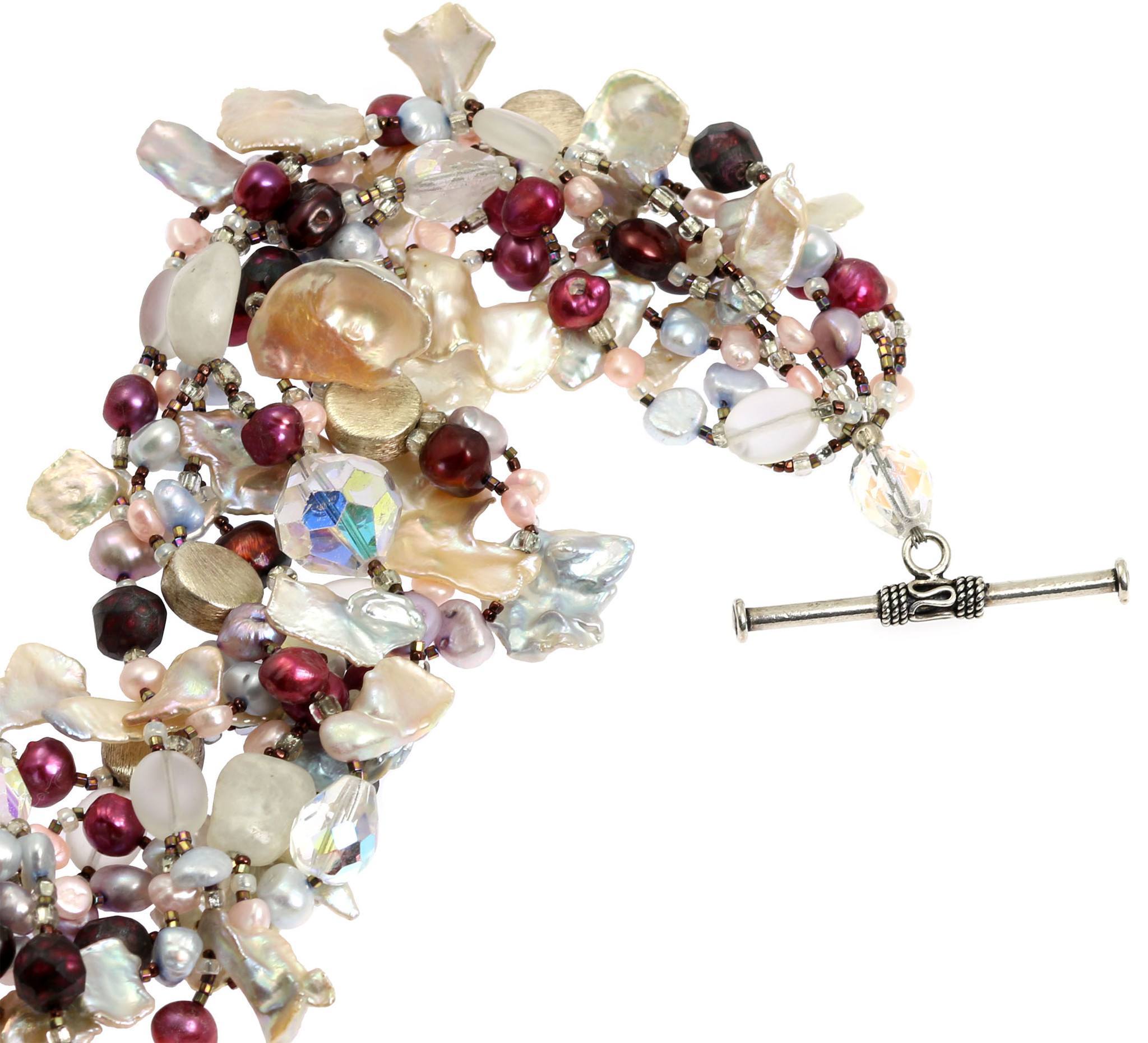 Keishi Cornflake Pearl Beaded Gemstone Necklace - Elegant Handmade Jewelry for Women, Perfect for Weddings, Parties & Special Occasions