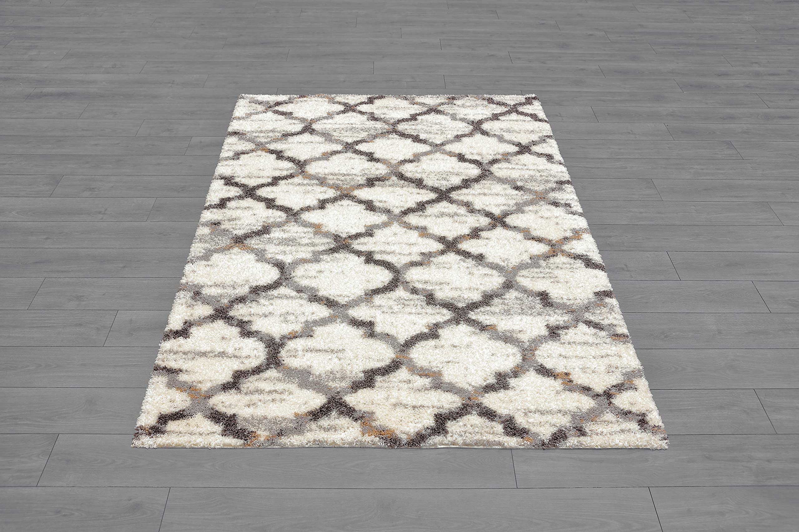 Ladole Florence Cream Beige Argyle Modern Contemporary Area Rug - Soft Non-Slip Carpet for Living Room, Bedroom & Office - Perfect for Home Decor, Apartment Flooring & Cozy Spaces