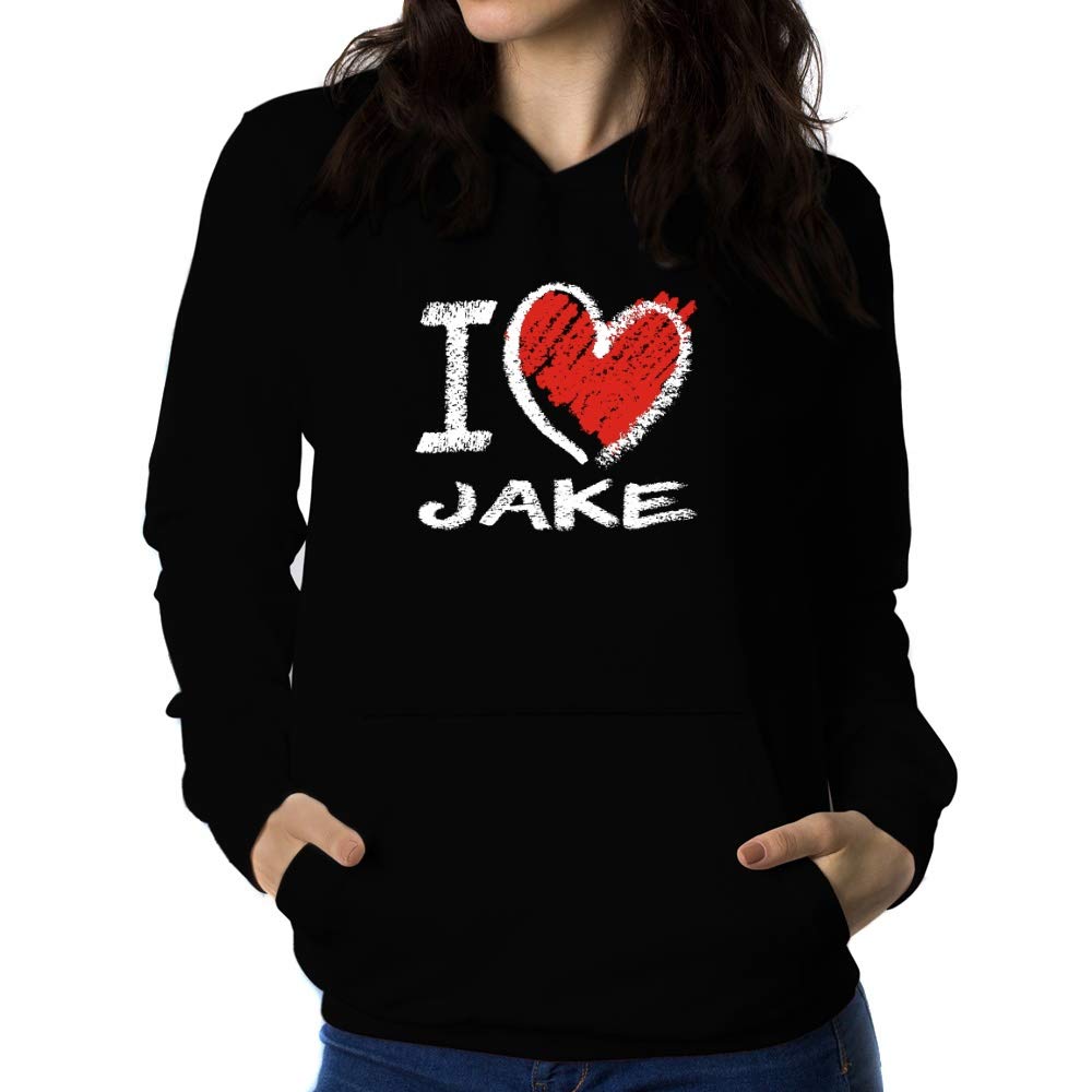 Teeburon I Love Jake Chalk Style Women's Hoodie - Soft Pullover Sweatshirt for Casual Wear, Street Fashion & Gifts