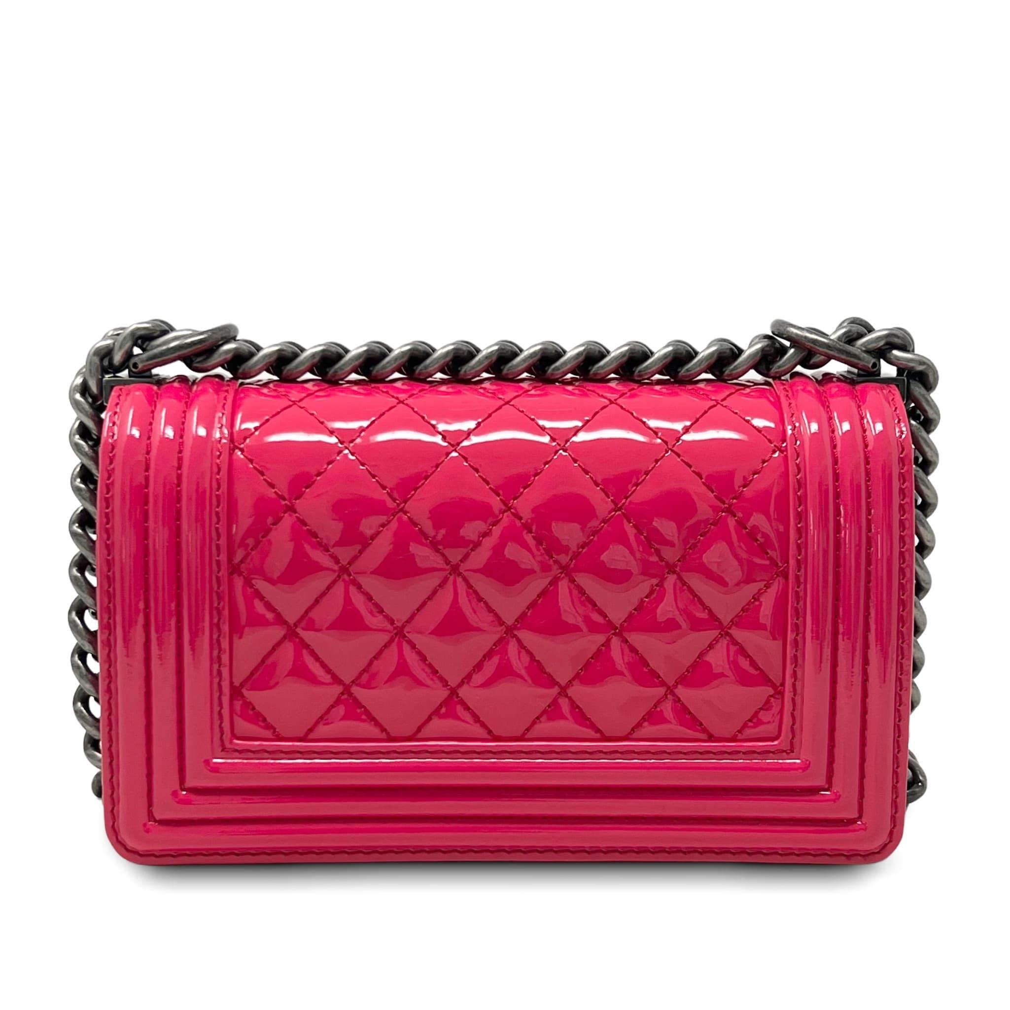 Chanel Pink Patent Leather Small Boy Bag - Luxury Crossbody Handbag for Women, Perfect for Parties, Dates & Special Occasions