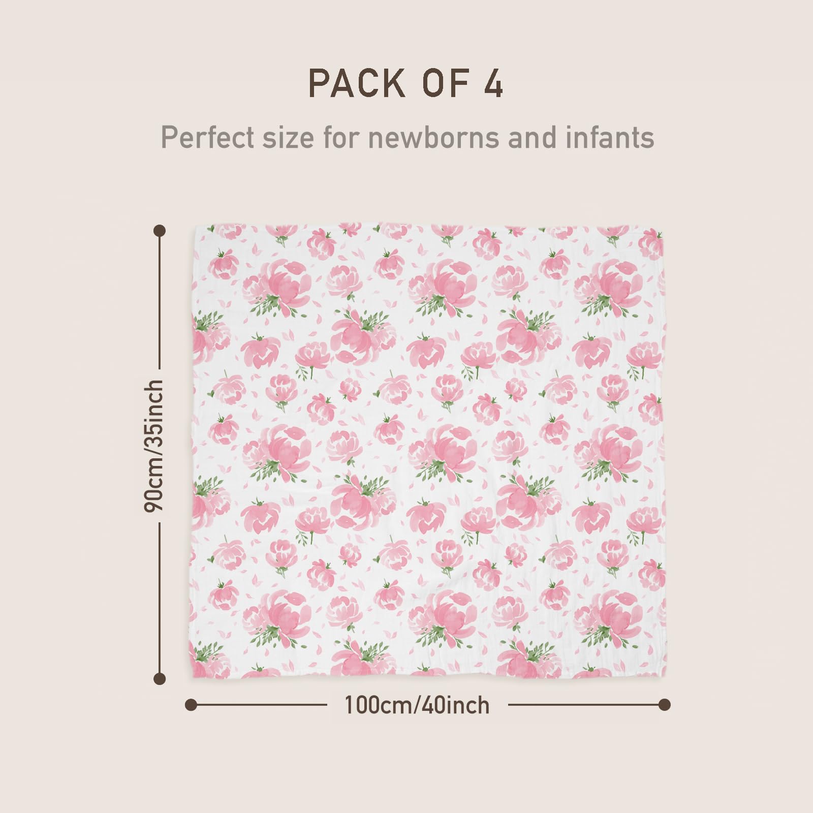 GLLQUEN Baby Muslin Swaddle Blankets 4-Pack - 35