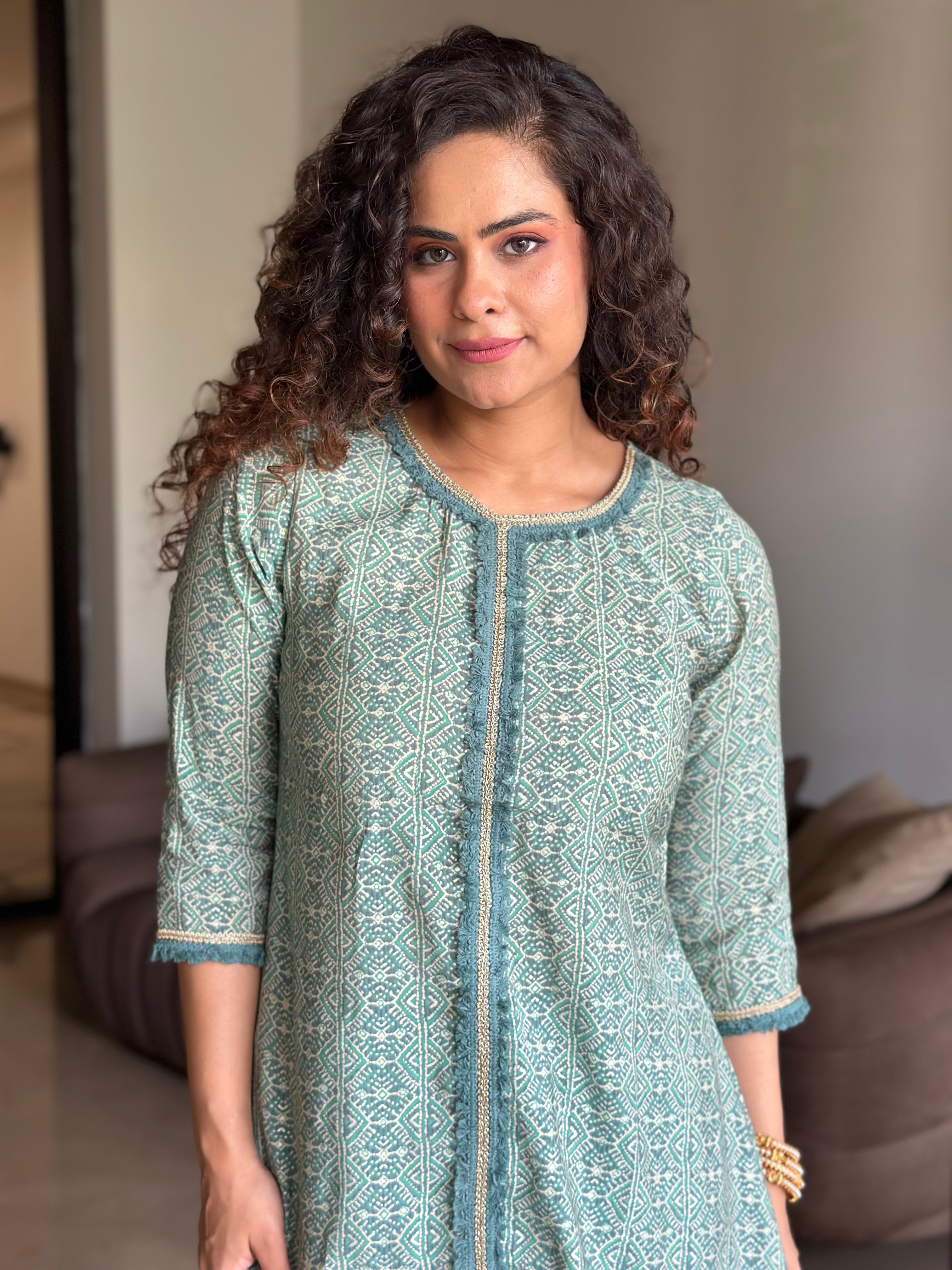 Elegant Blue Kurta with Tulip Pants Set - Indian Ethnic Wear for Women - Perfect for Festivals, Weddings & Special Occasions