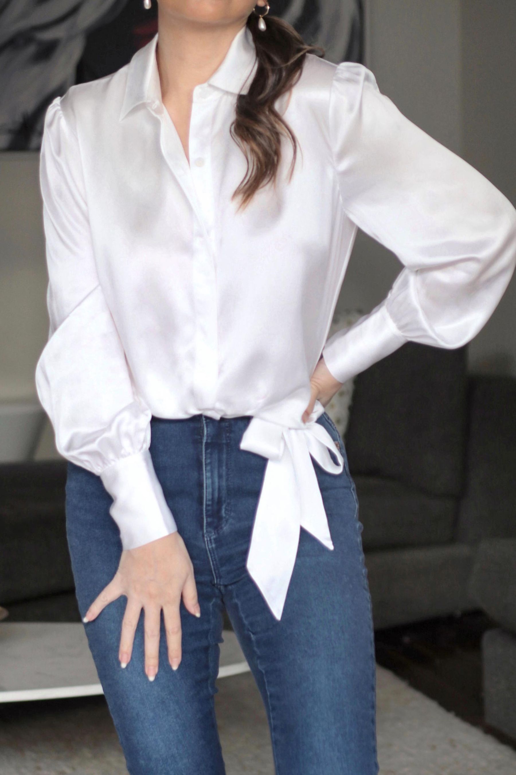 2 in 1 Women's Silk Shirt - Elegant Blouse & Casual Top - Perfect for Office Wear & Evening Outfits