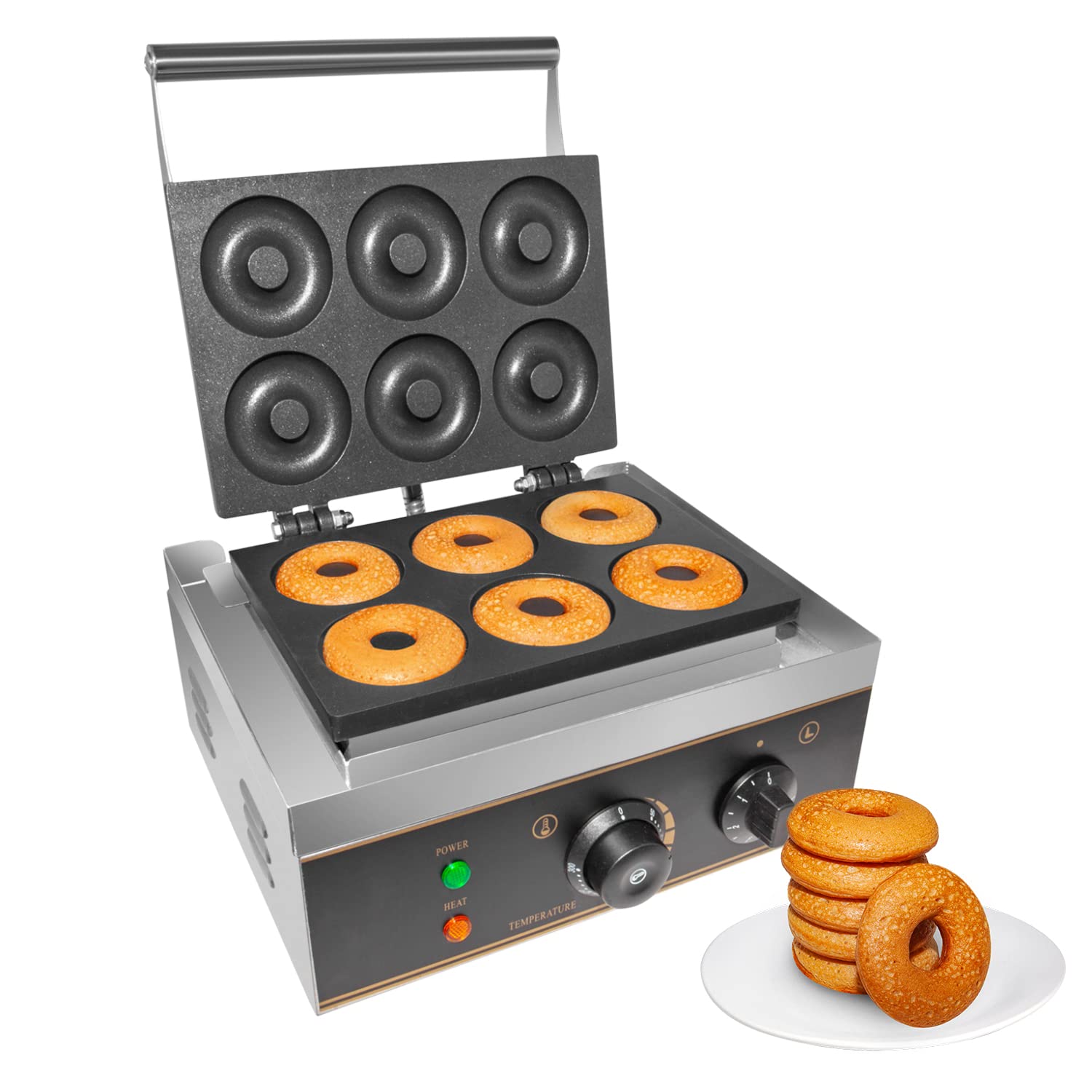 Mini Donut Maker Machine - 6 Round Electric Donut Baker for Home Use | 110V Non-Stick Donut Maker | Perfect for Breakfast, Parties & Kids Snacks