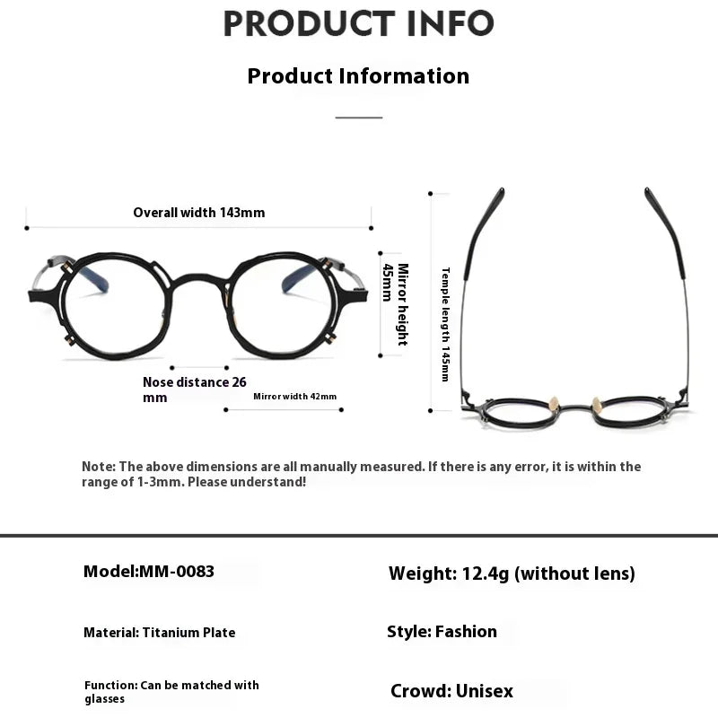 Aror Unisex Full Rim Irregular Round Titanium Eyeglasses 44983 - Lightweight & Durable Titanium Frame for Men & Women - Perfect for Reading, Working & Fashion Accessories