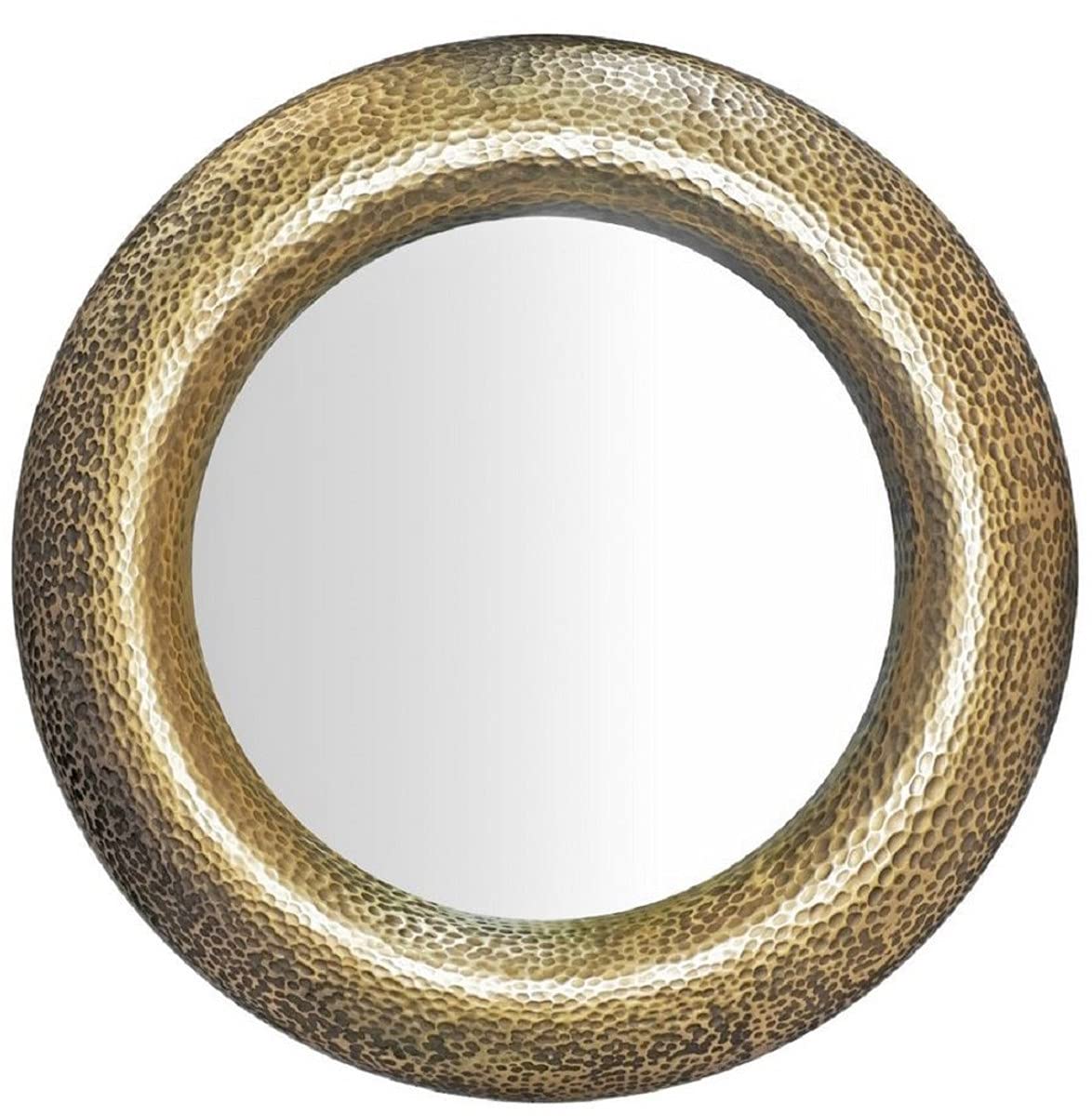 Luxury Round Fiberglass Wall Mirror - 24 Inches Gold Framed Mirror for Living Room, Bedroom & Wardrobe - Elegant Home Decor & Vanity Mirror - Perfect for Makeup, Dressing & Interior Design