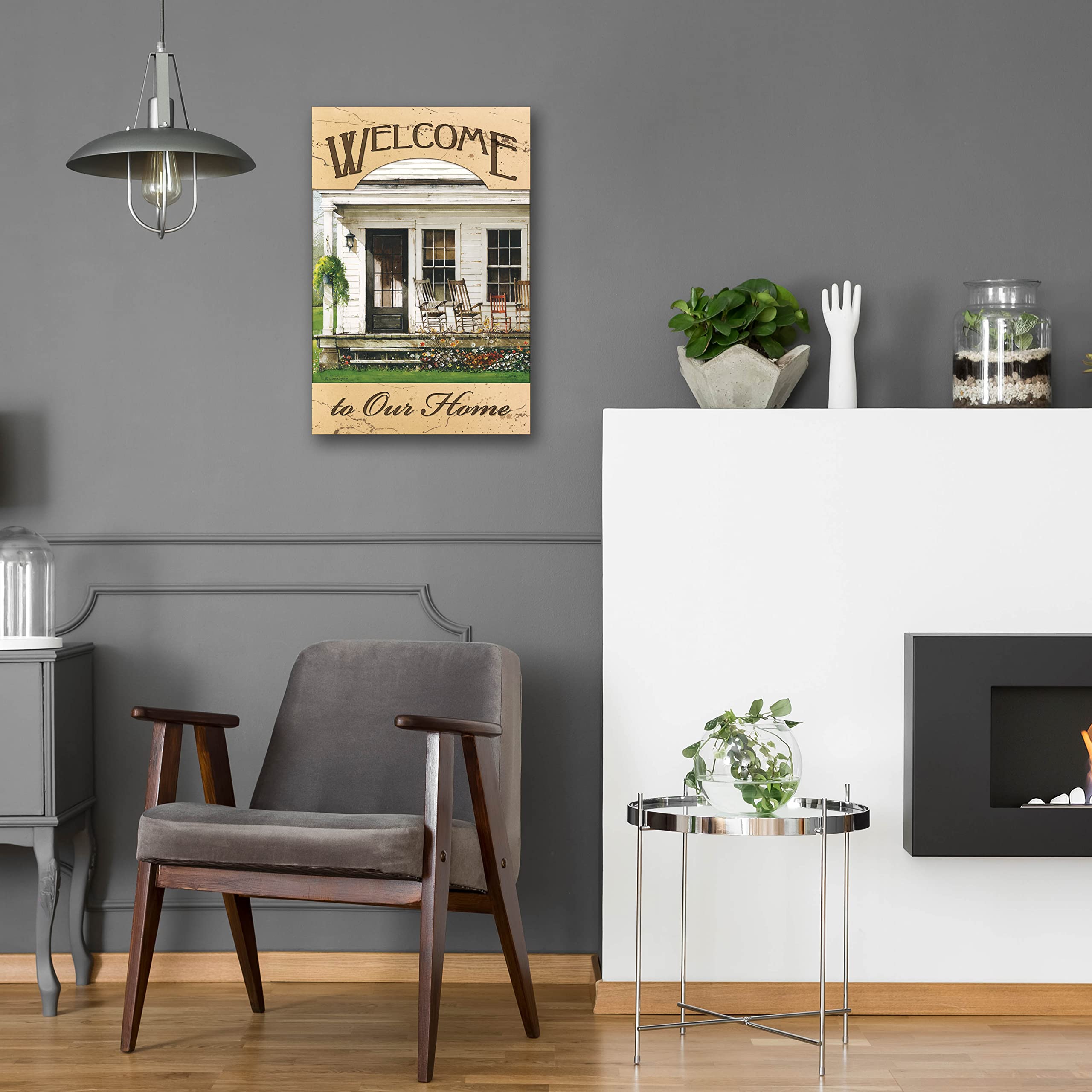 Epic 'Welcome to Our Home' Wall Art by John Rossini - 16x24 Inch Acrylic Glass Painting - Perfect for Living Room, Entryway & Housewarming Gifts