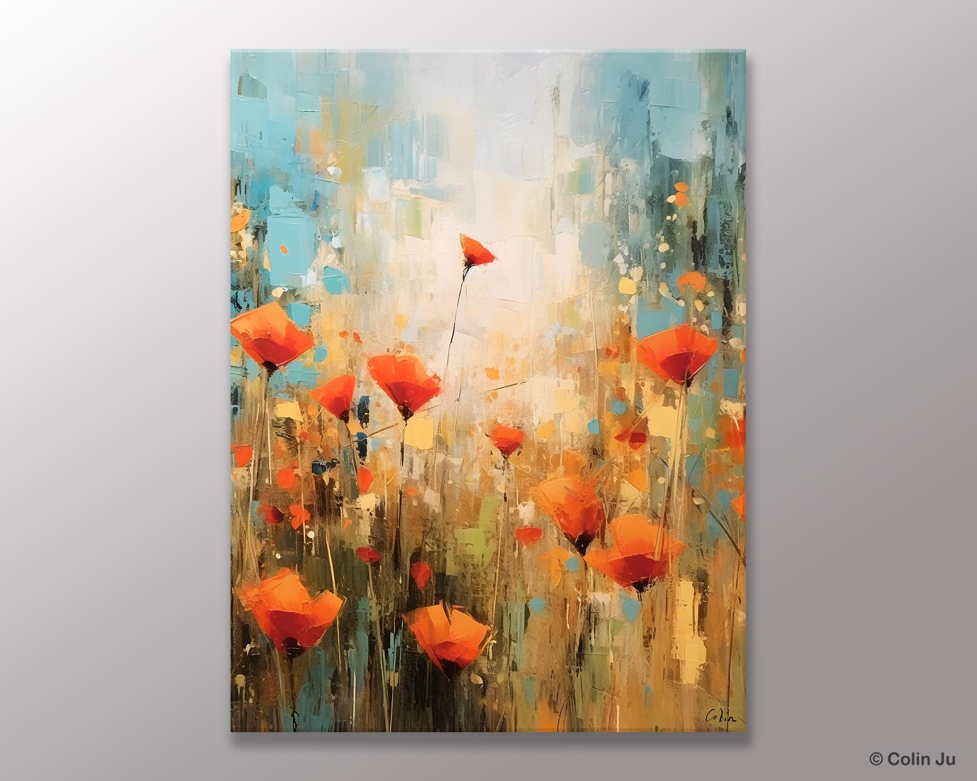 Abstract Flower Acrylic Painting on Canvas - Handmade Modern Wall Art for Bedroom Decor, Living Room & Office | Original Floral Artwork