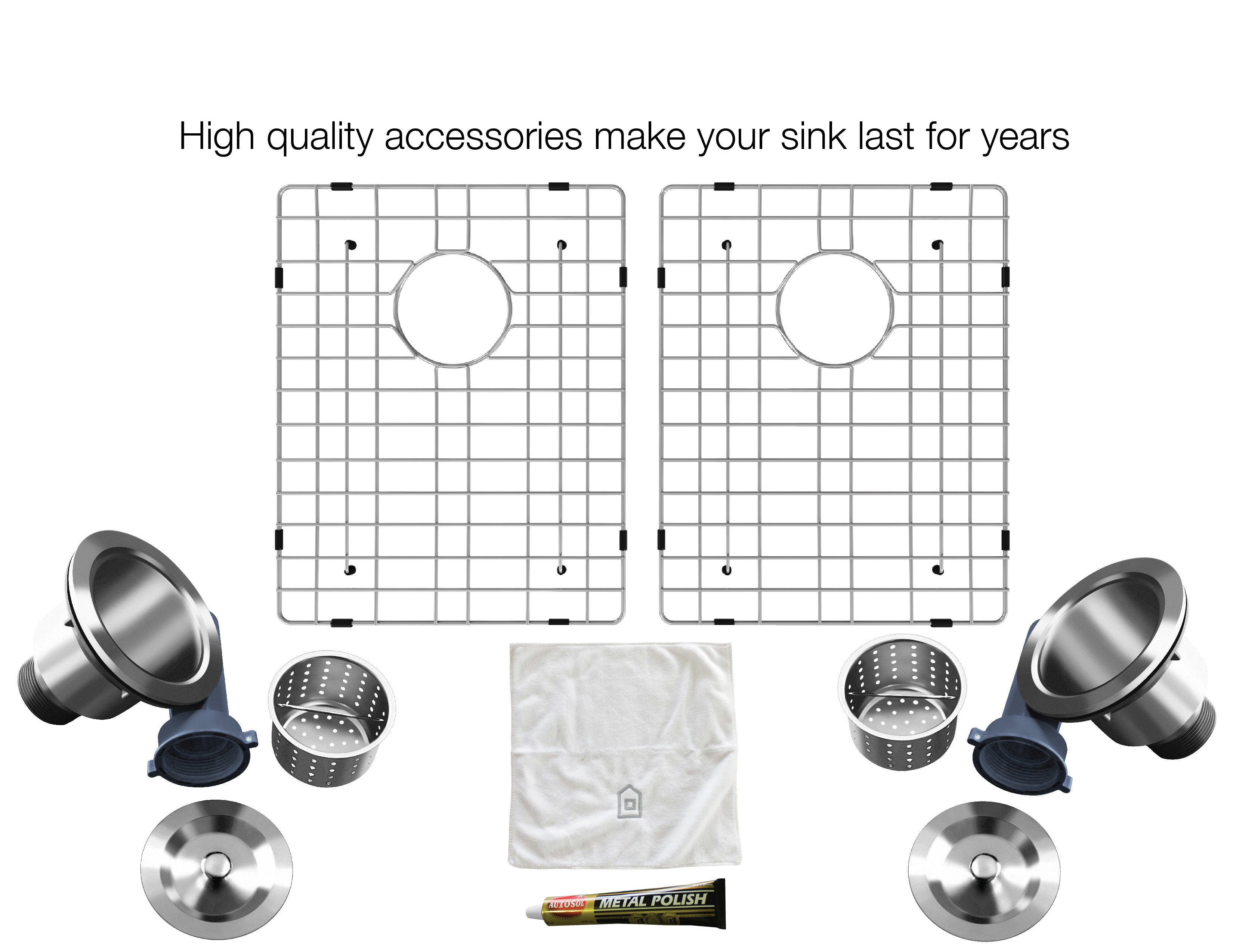 Prestige Series Farmhouse Apron Undermount Stainless Steel 33-Inch 50/50 Double Bowl Kitchen Sink with Grid & Strainer - Perfect for Rustic Kitchens, Food Prep, and Dishwashing