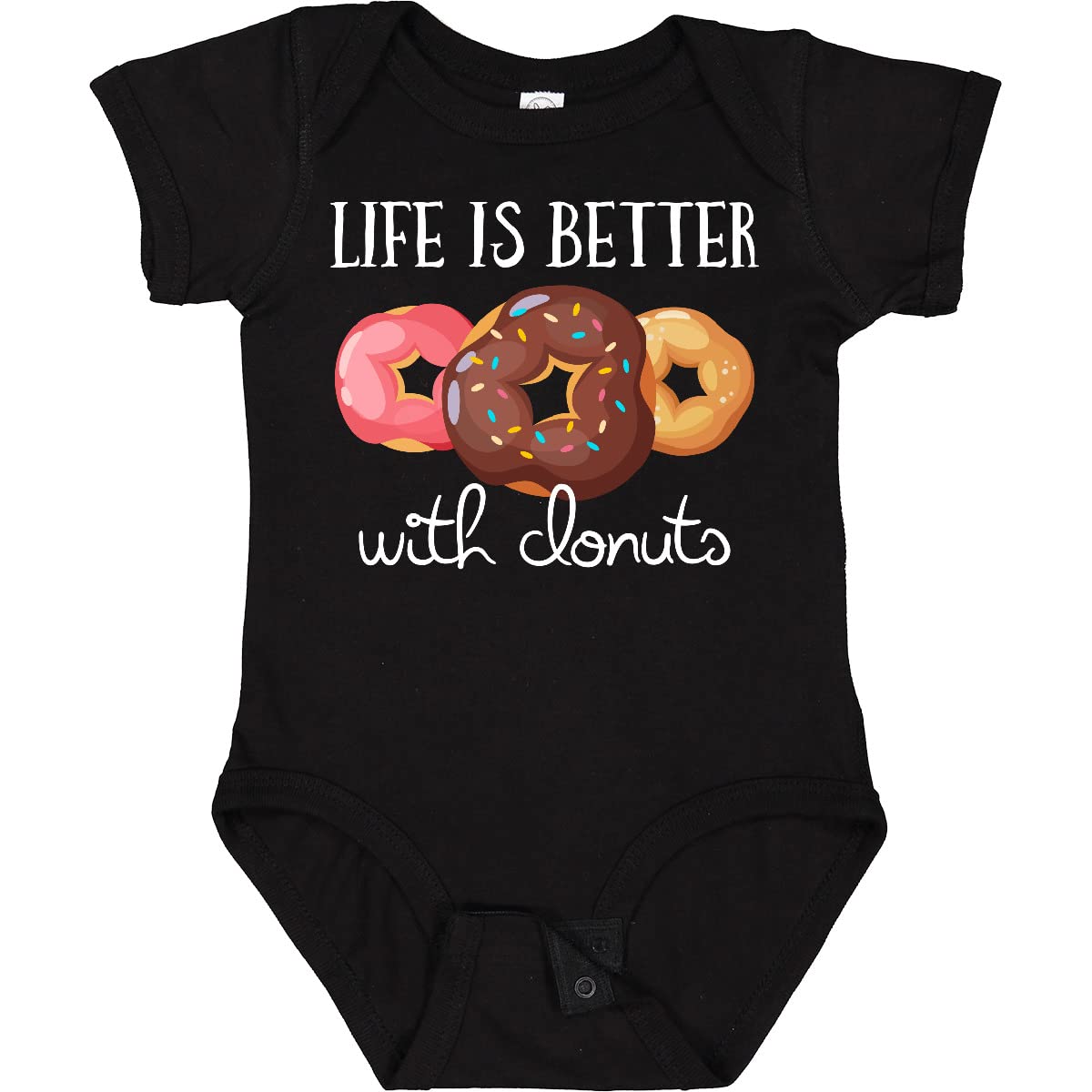 Inktastic Life is Better with Donuts Baby Bodysuit - Cute Donut Print Onesie for Newborns & Infants - Perfect for Birthday Parties, Photo Shoots & Casual Outings