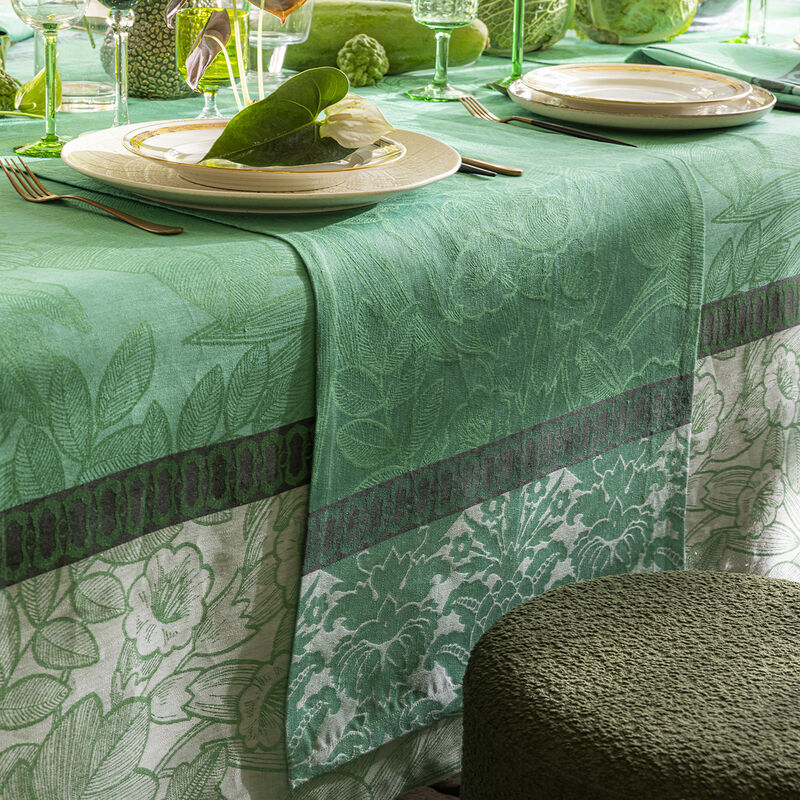 Escapade Tropicale Green Table Runner - Elegant Dining Decor for Parties, Weddings & Home Decor | Waterproof & Washable
