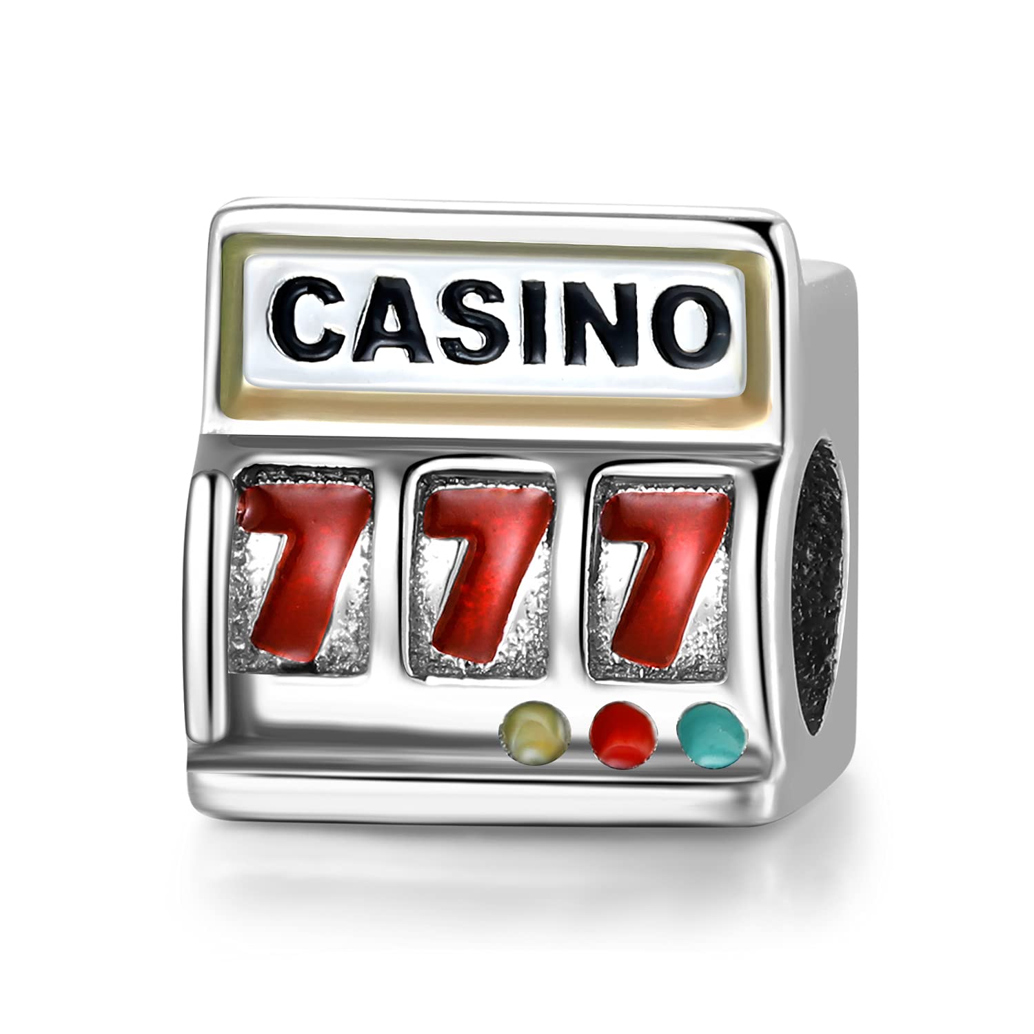 AIEGNOS 925 Sterling Silver Travel Charms for Women - Slot Machine, Pizza & Coffee Cup Charms Bracelet - Perfect Birthday, Halloween & Christmas Gift for Daughter, Sister & Mother - Great for Travel, Parties & Everyday Wear