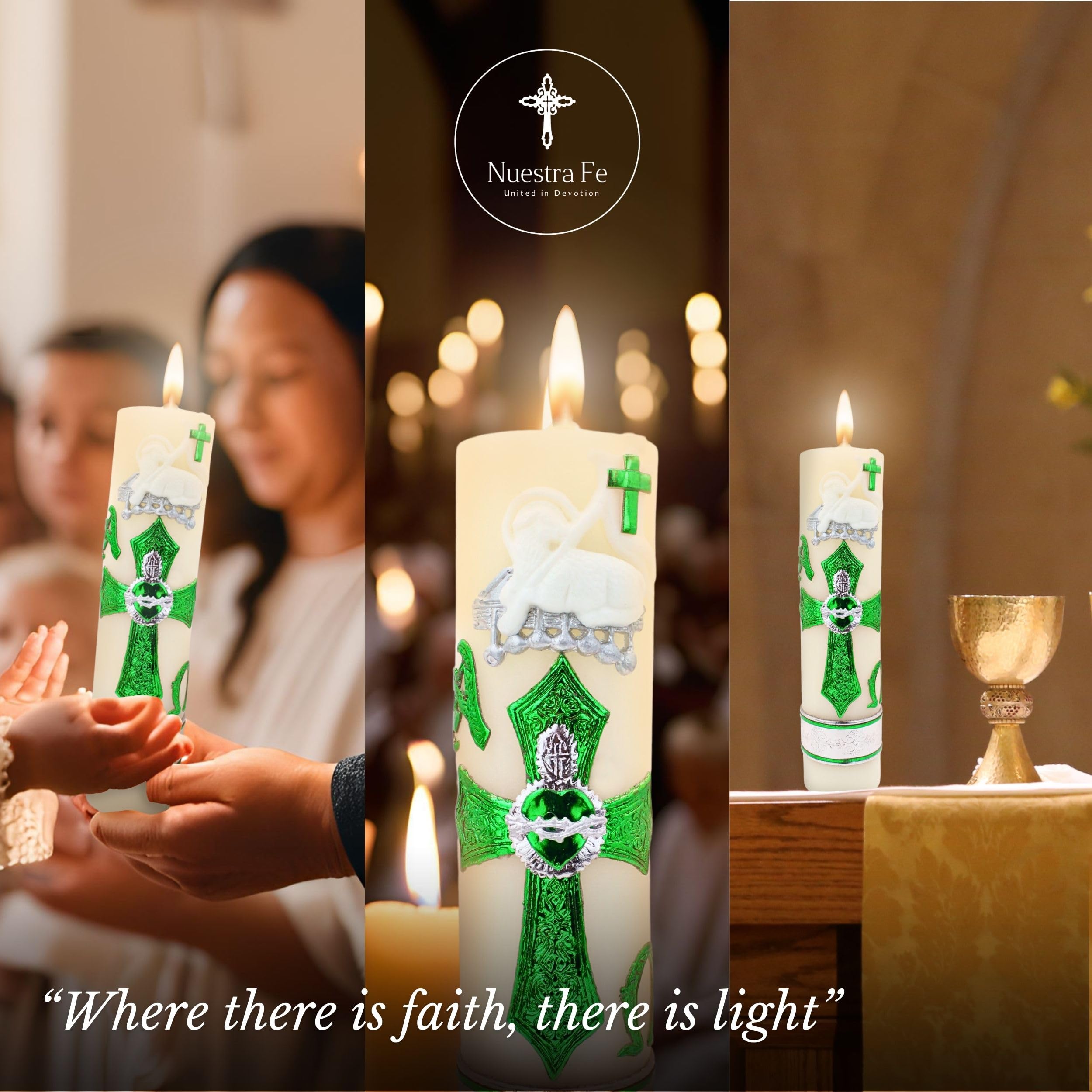 Large Catholic Religious Candles - Easter Paschal Candle - Big Catholic Prayer Candles - Saint Candles & Our Lady of Guadalupe Devotional Candles - Catholic Paschal Candles for Church Altar, Home Prayer & Religious Ceremonies