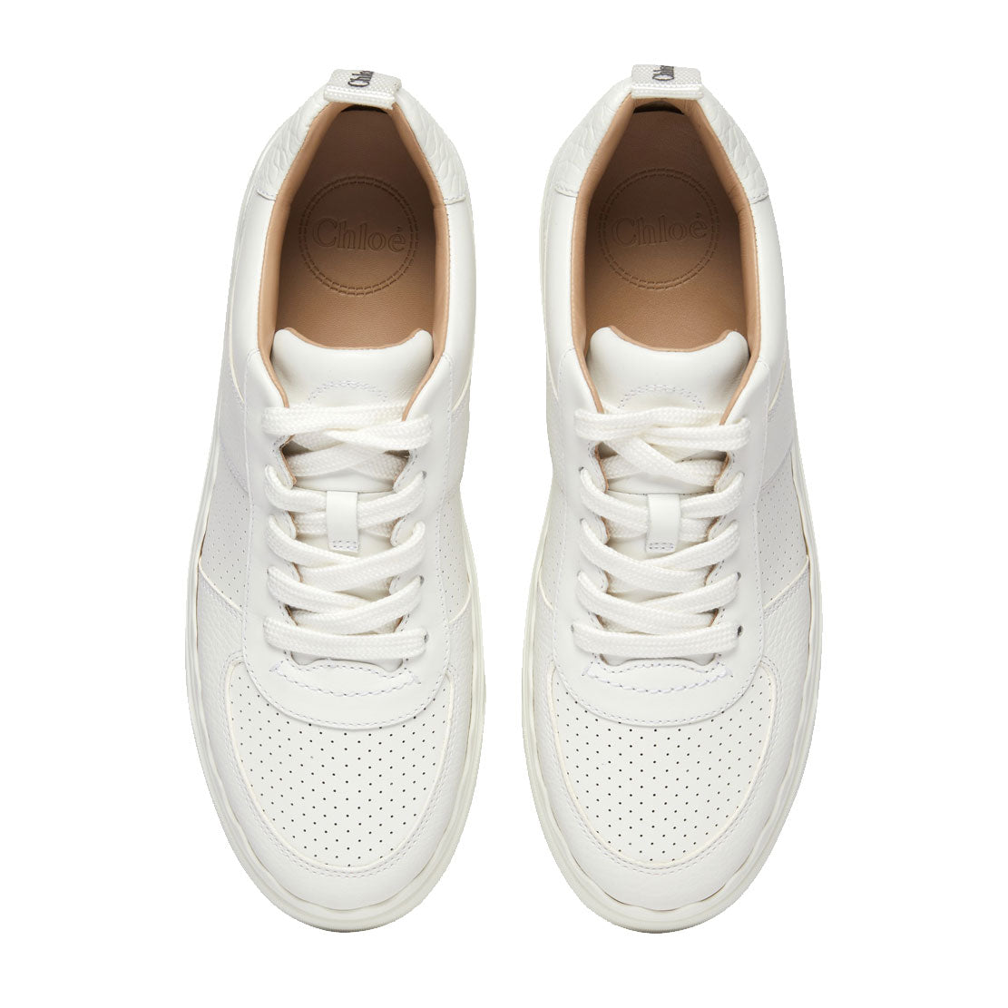 Lauren White Perforated Leather Sneakers for Women - Comfortable Casual Walking Shoes for Everyday Wear, Office & Travel