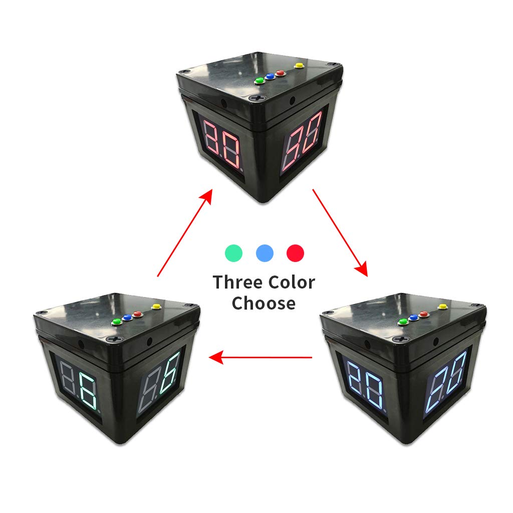 GANXIN Poker Shot Clock - 20/30 Sec & Custom Countdown Timer for Poker, Casino, Chess Tournaments - 4-Sided Cube Timer (Black) - Perfect for Texas Hold'em, Blackjack & Competitive Board Games