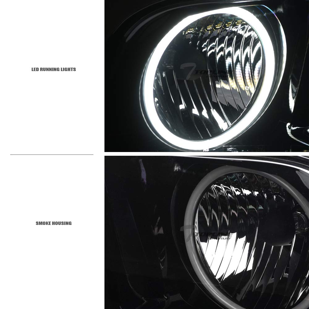 2005-2009 Ford Mustang LED Headlights - Black Housing with White Halo Rings - Direct Fit Replacement - Upgrade for Night Driving & Car Shows