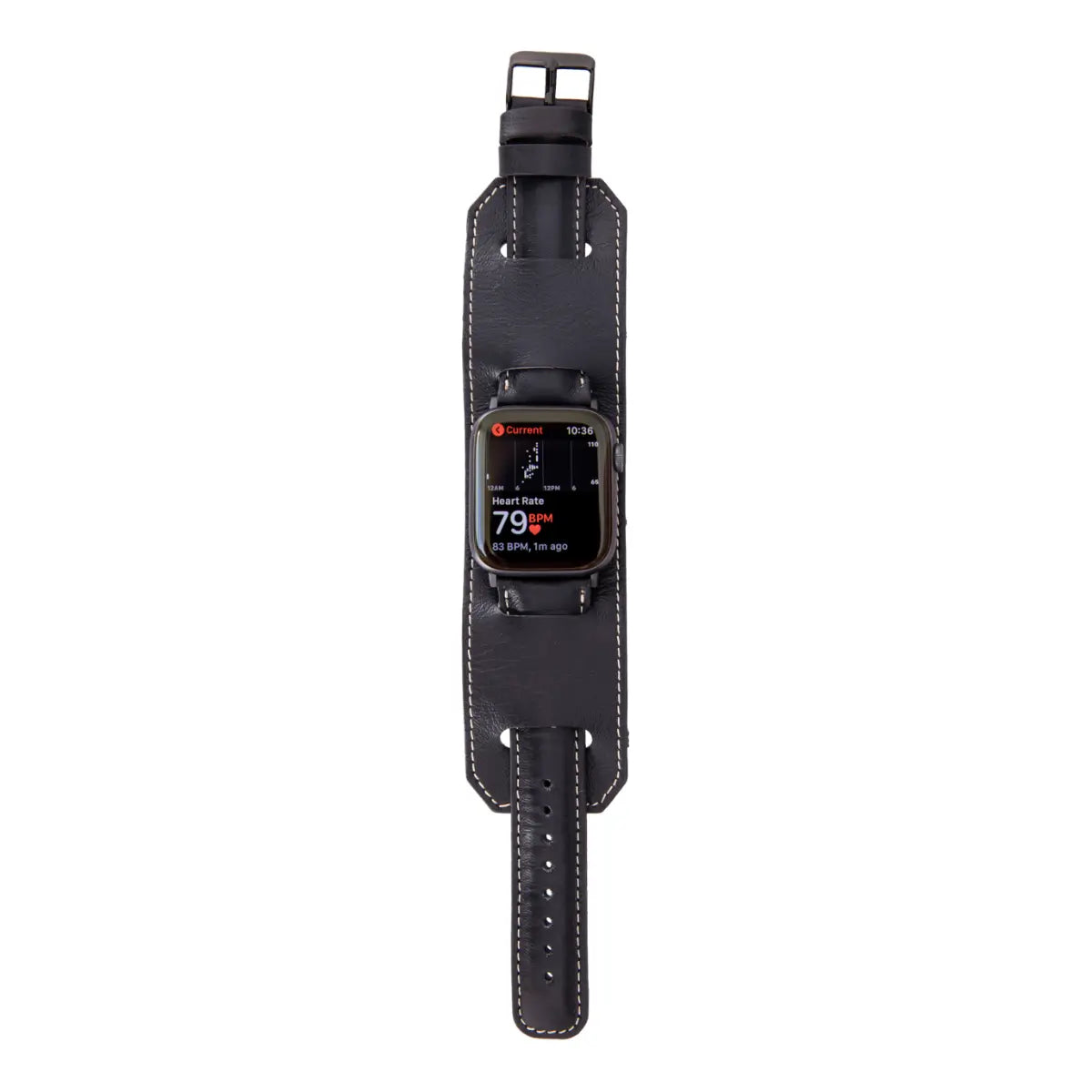 Premium Black Leather Cuff Strap for Apple Watch - Stylish & Durable Replacement Band for Workouts, Office & Everyday Wear