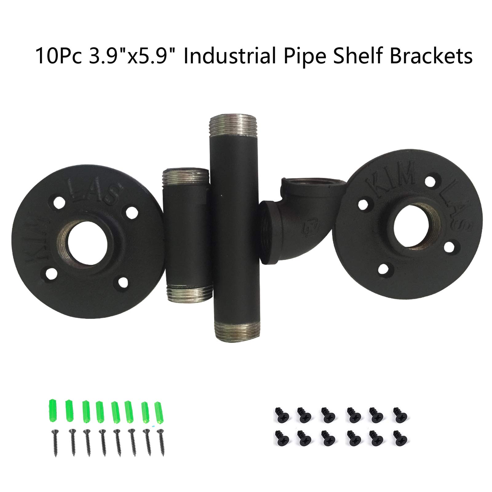 10-Pack Heavy Duty Iron L Pipe Shelf Brackets (3.9
