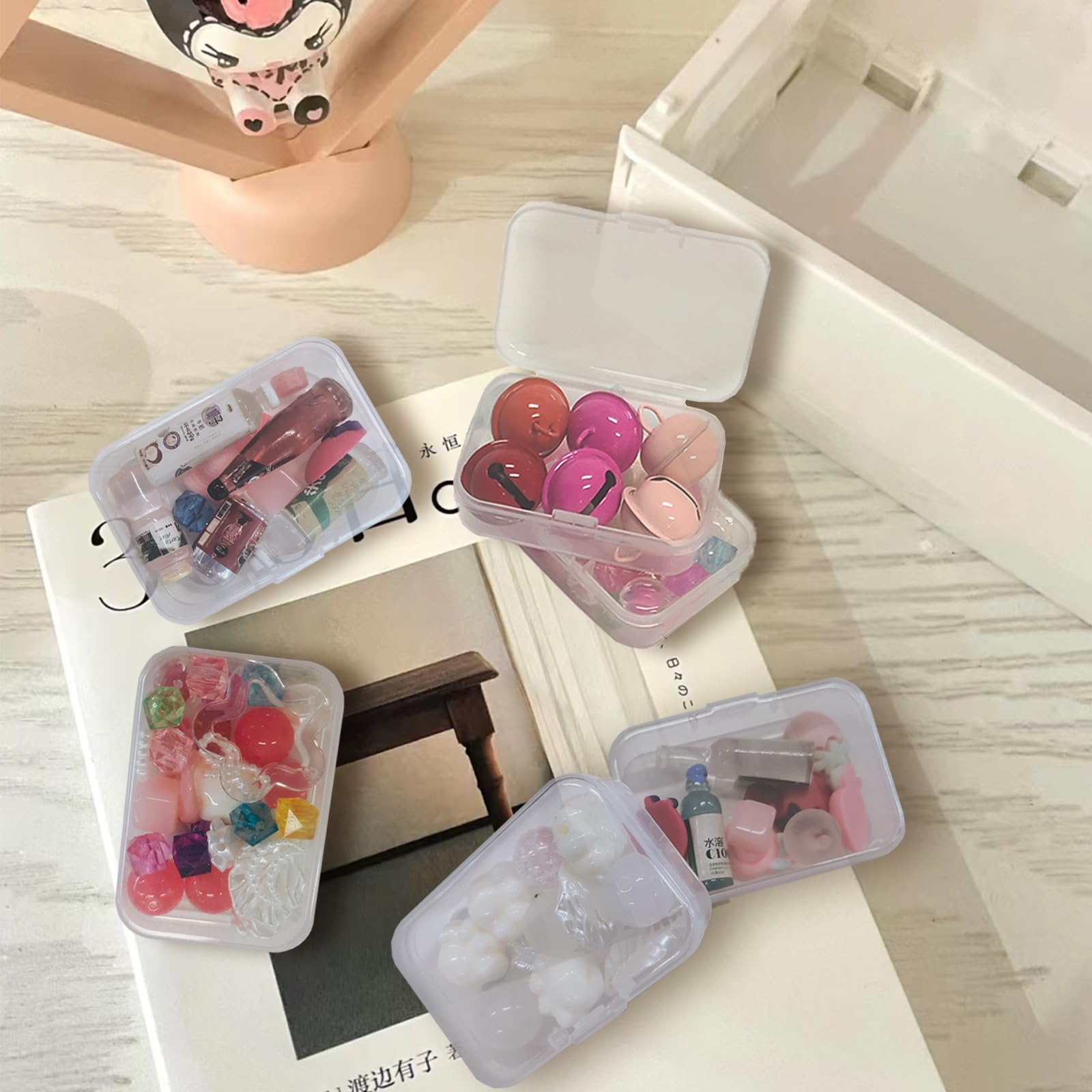 Clear Plastic Bead Organizer Box with Lid - Small Storage Container for DIY Crafts, Jewelry Making, Nail Art, Diamond Painting & Pills - Portable Craft Organizer for Home, Office & Travel Use