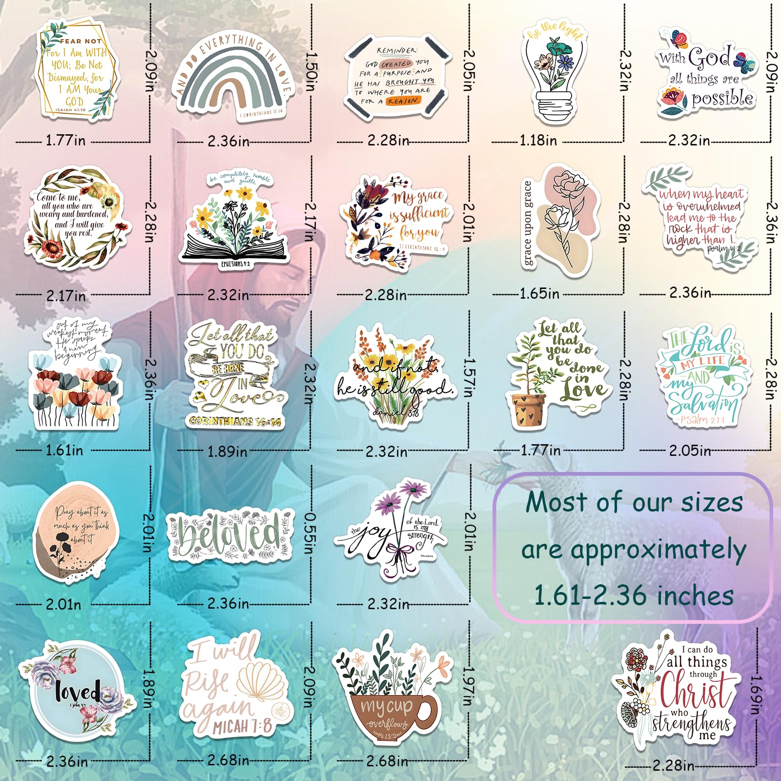 100PCS Bible Stickers - Waterproof Christian Vinyl Decals for Water Bottles, Laptops & Phones - Religious Gifts for Kids & Teens