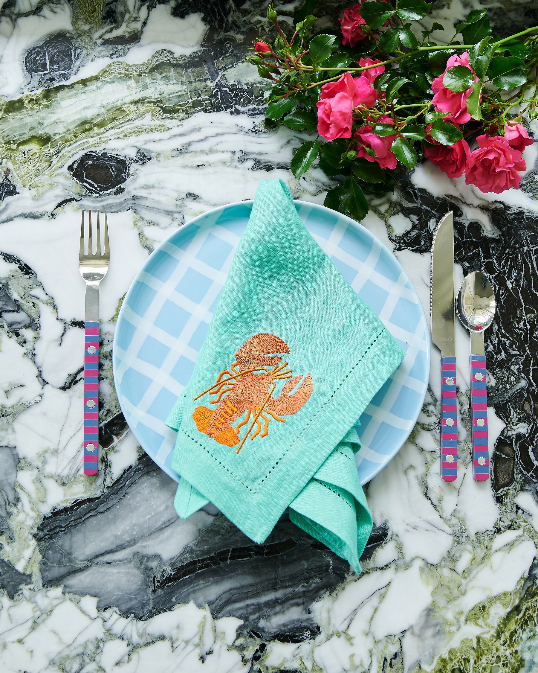 Capri Embroidered Linen 4-Piece Napkin Set - Premium Table Linens for Dinner Parties, Weddings & Home Decor