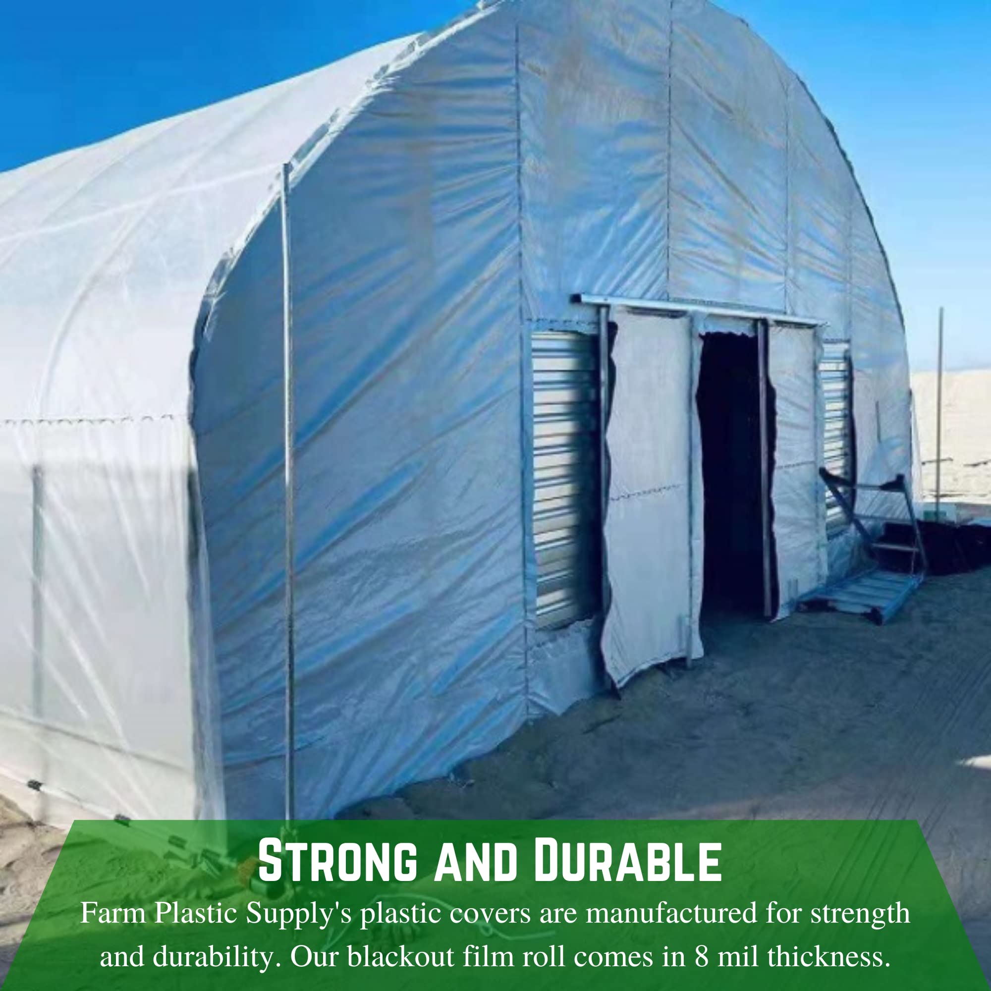 **Panda Film 8 mil Light Deprivation Greenhouse Cover - 40' x 50' - 100% Blackout Tarp for Indoor & Outdoor Growing - Black/White Plastic Sheeting for Hydroponics, Greenhouses & Plant Protection**