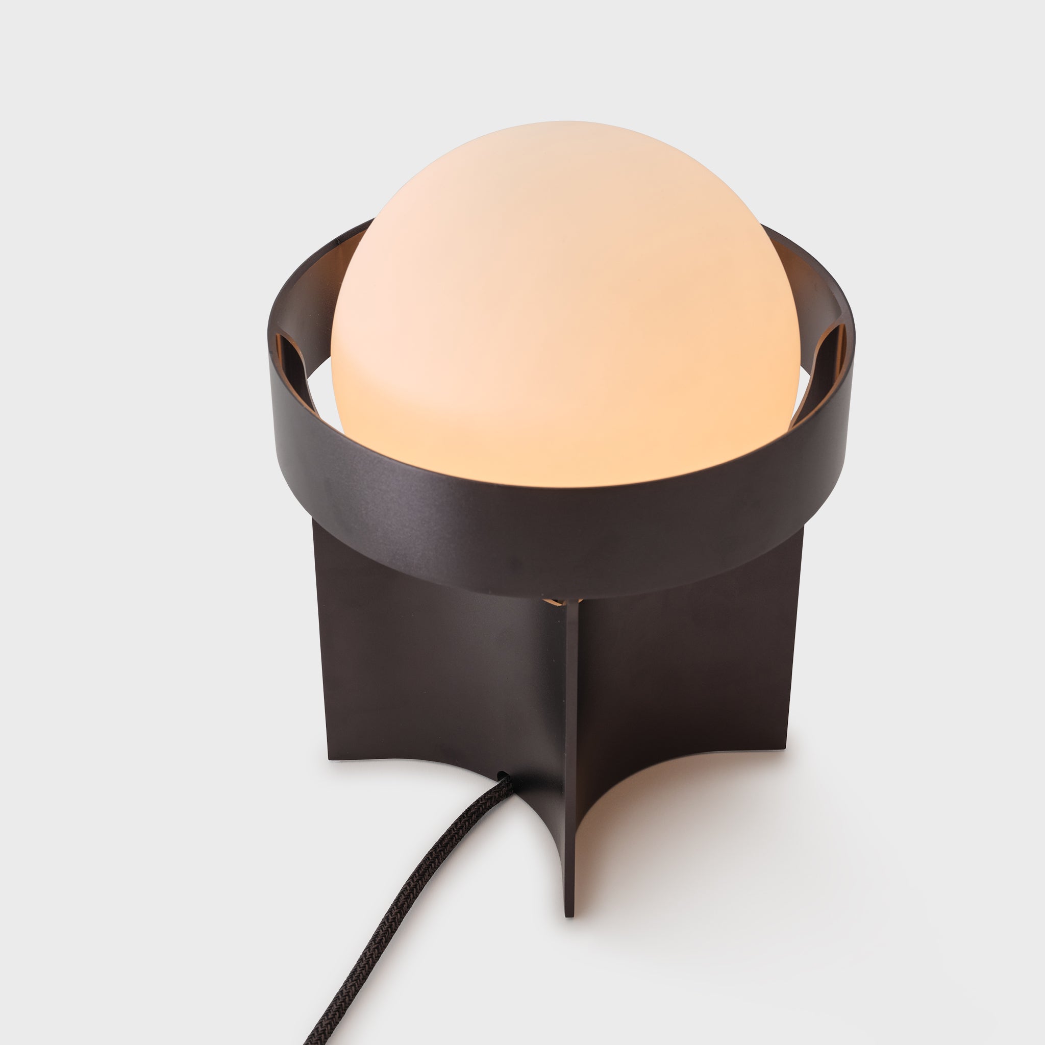 Dark Grey Loop Table Lamp with Sphere IV - Modern Minimalist Bedside Lighting for Living Room, Bedroom & Office Decor