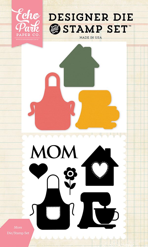 Echo Park Paper Company EPDIE/STAMP40 Mom Stamp & Die Set for Scrapbooking, Card Making, DIY Crafts - Perfect for Mother's Day, Birthdays & Handmade Gifts