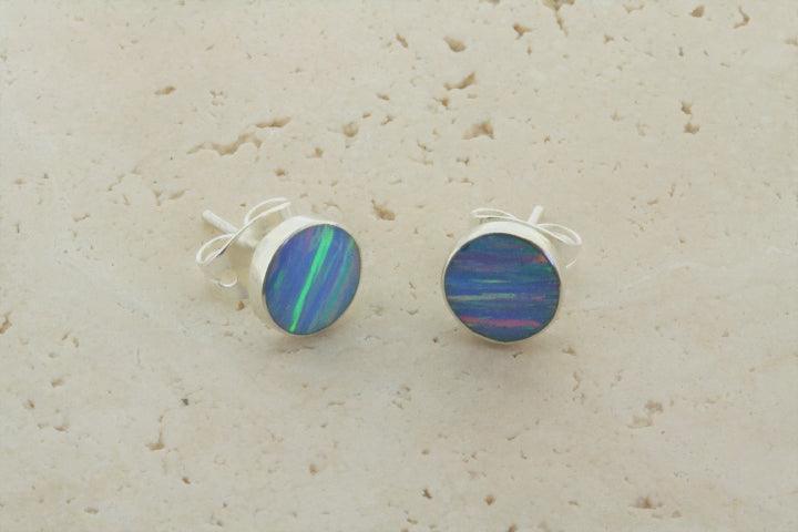 Opal Stud Earrings - Blue Rose Circle Design for Women | Perfect for Weddings, Parties & Everyday Wear