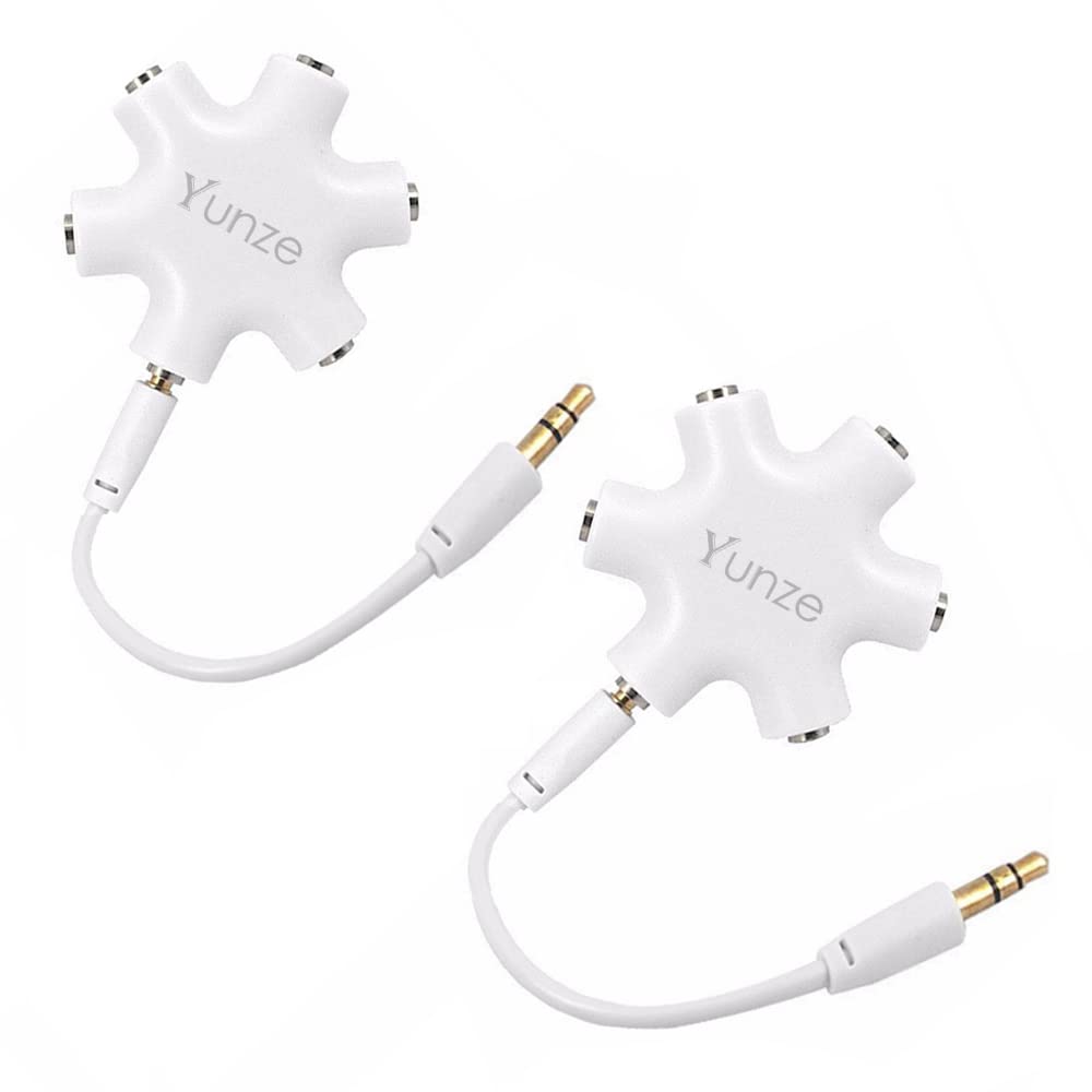 5-Way 3.5mm Headphone Audio Splitter - Multi Device Stereo Headset Adapter for Classroom, Music Sharing, Gaming & Group Listening | Connect 5 Headphones Simultaneously