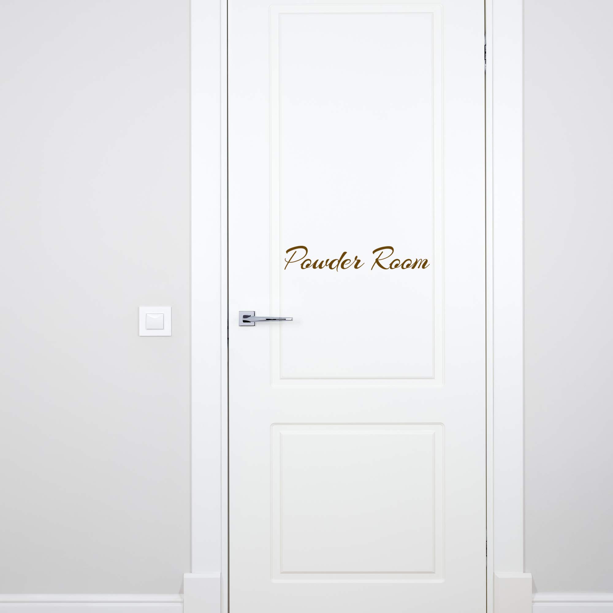 VWAQ Vinyl Door Decals for Powder Room & Bathroom Decor - Inspirational Quotes (Brown, 3.75
