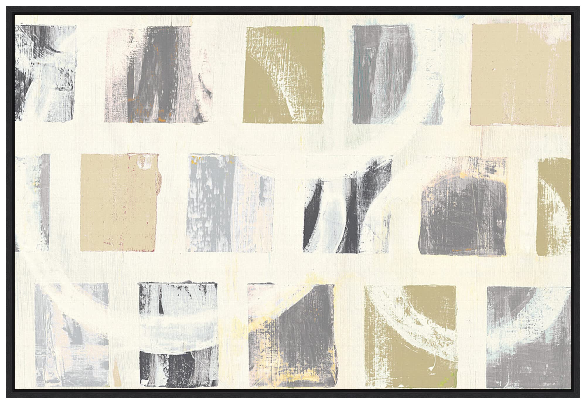Amanti Art Framed Canvas Wall Art Print - Color Block II Crop Archroma by Wild Apple Portfolio, 33x23 Inches, Sylvie Black Frame - Modern Abstract Painting for Living Room, Bedroom & Office Decor