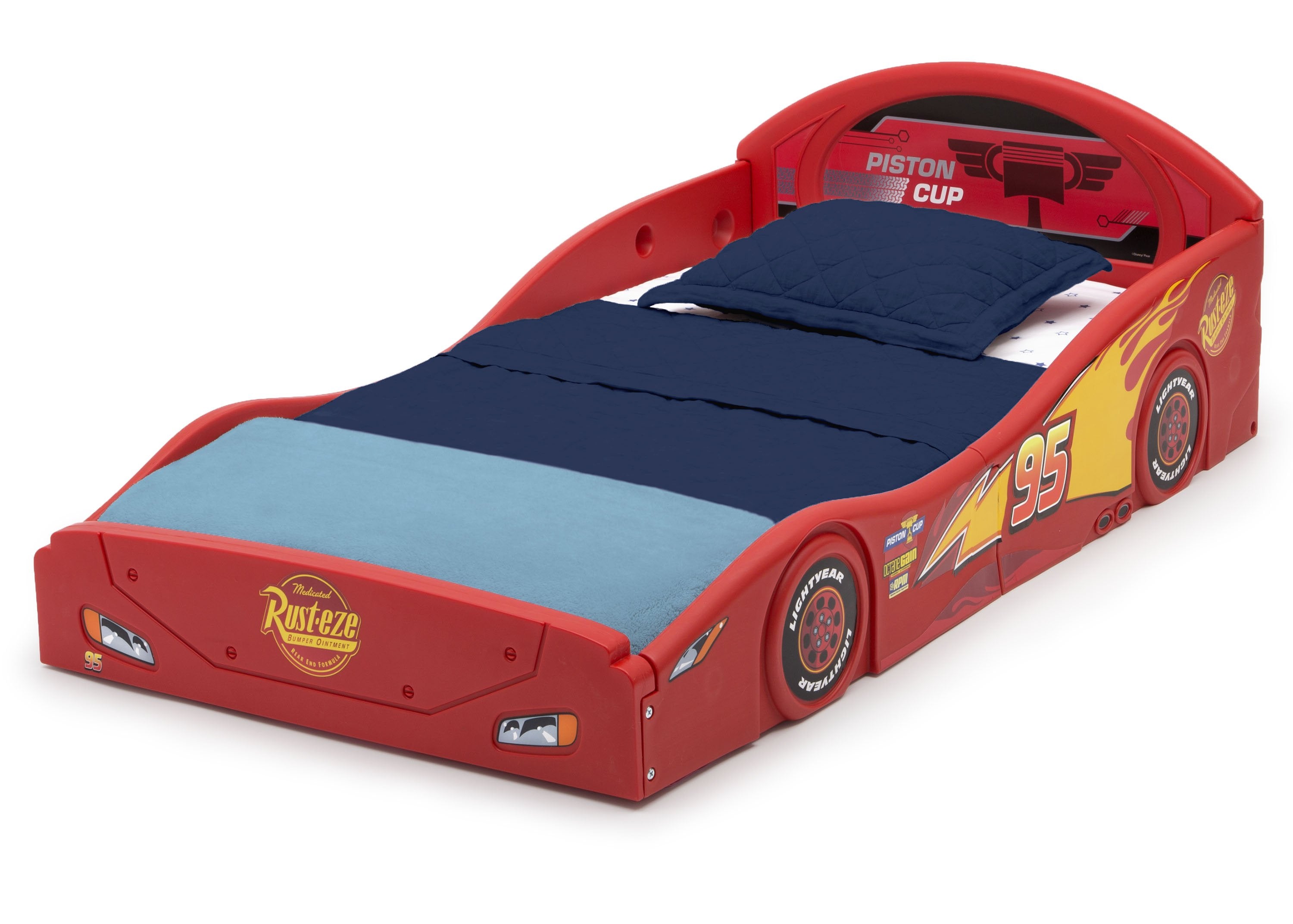 Disney Pixar Cars Lightning McQueen Toddler Bed - Soft Plastic Sleep & Play Bed for Kids - Perfect for Bedrooms, Playrooms & Themed Kids' Rooms