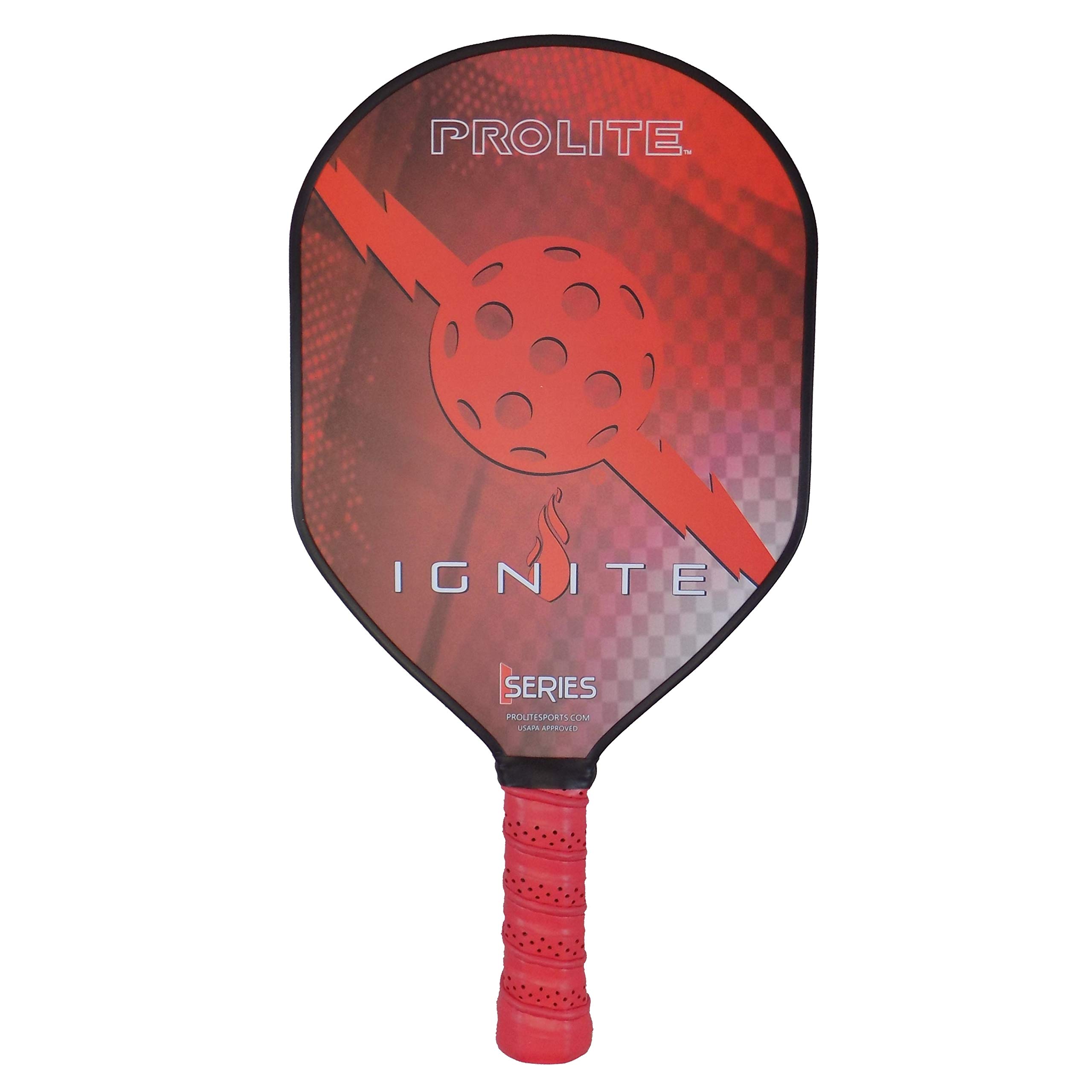 PROLITE Ignite Pickleball Paddle - Lightweight Carbon Fiber Racket for Adults & Seniors - USAPA Approved for Tournament Play - Perfect for Outdoor & Indoor Courts - Red