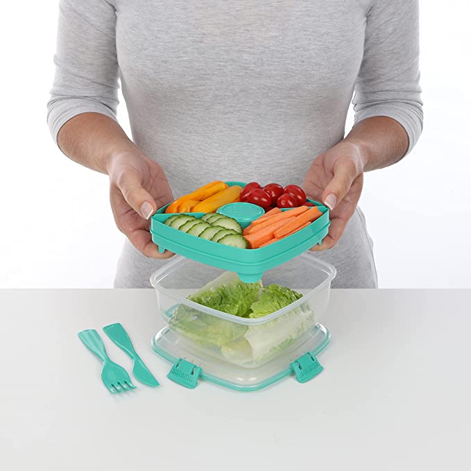 1.1L Salad To Go Container - BPA Free Leak Proof Lunch Box for Fresh Greens, Meal Prep & On-the-Go Eating - Perfect for Office, School, Picnics & Travel