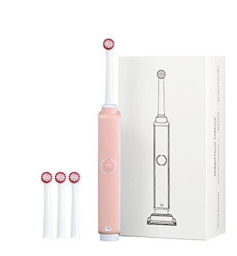 Rechargeable Electric Toothbrush for Adults & Kids - KAMLE Sonic Toothbrush with 4 Brush Heads, Pink | Gentle Deep Cleaning for Teeth Whitening & Gum Care - Perfect for Family Oral Hygiene & Travel Use