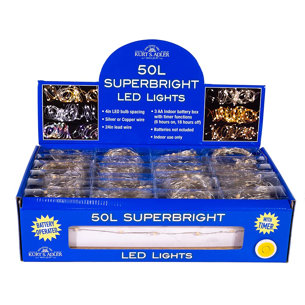 Kurt S. Adler BAT0301WW White String Lights - Perfect for Christmas Decorations, Party Lighting & Home Ambiance