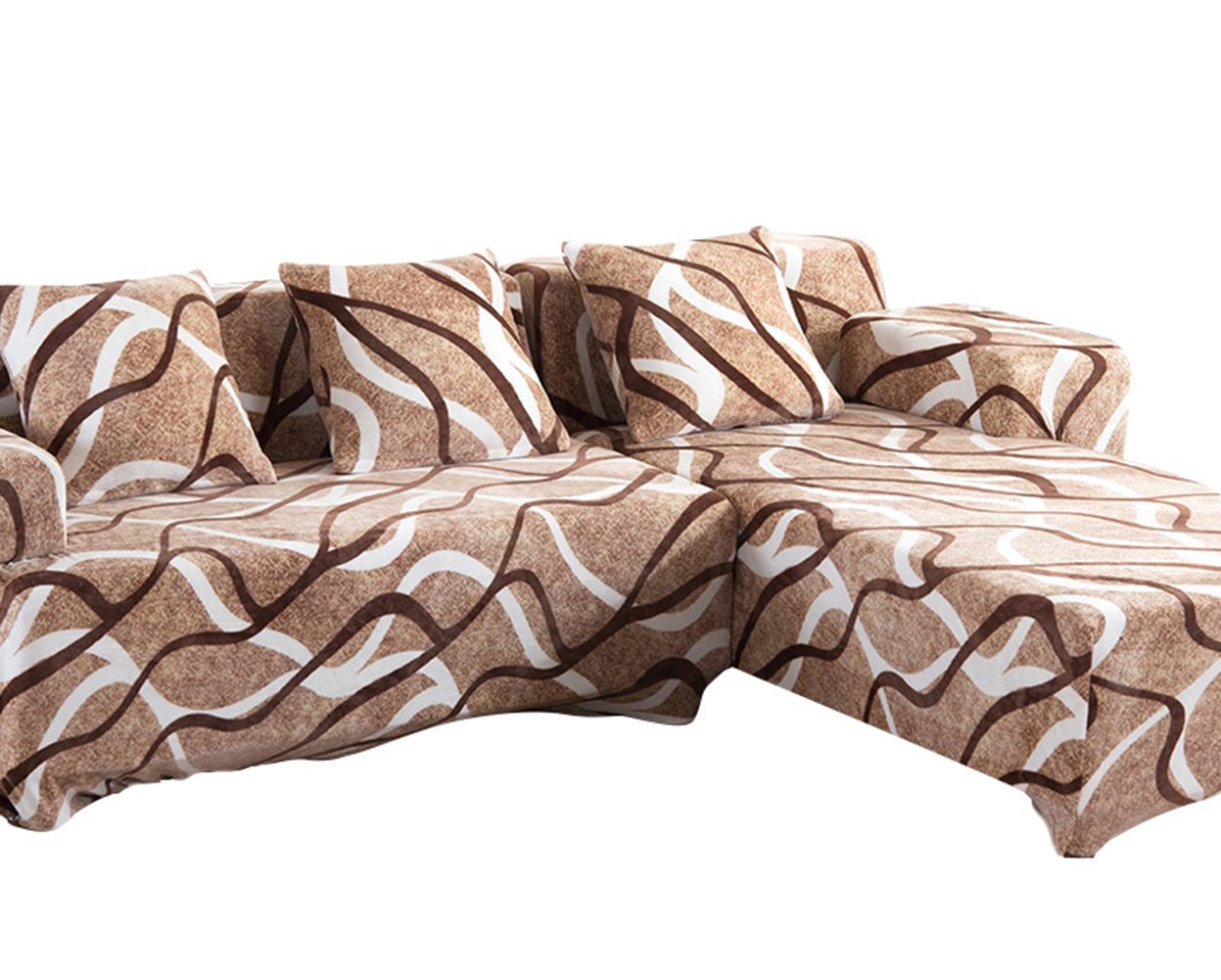 Winter Warm Fleece Sofa Cover Slipcover - Stretchable Elastic Fabric Protector with Geometric Pattern for 3 Seater Couches (75