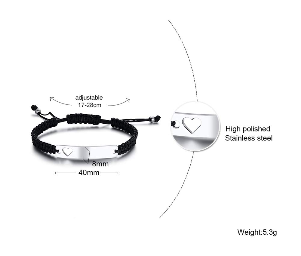MEALGUET Personalized Couple Bracelets - Custom Engraved Handmade Braided Rope Bracelet for Men & Women - Adjustable Friendship Wristband - Unique Gift for Husband, Boyfriend, Anniversary - Perfect for Couples, Dating & Romantic Occasions