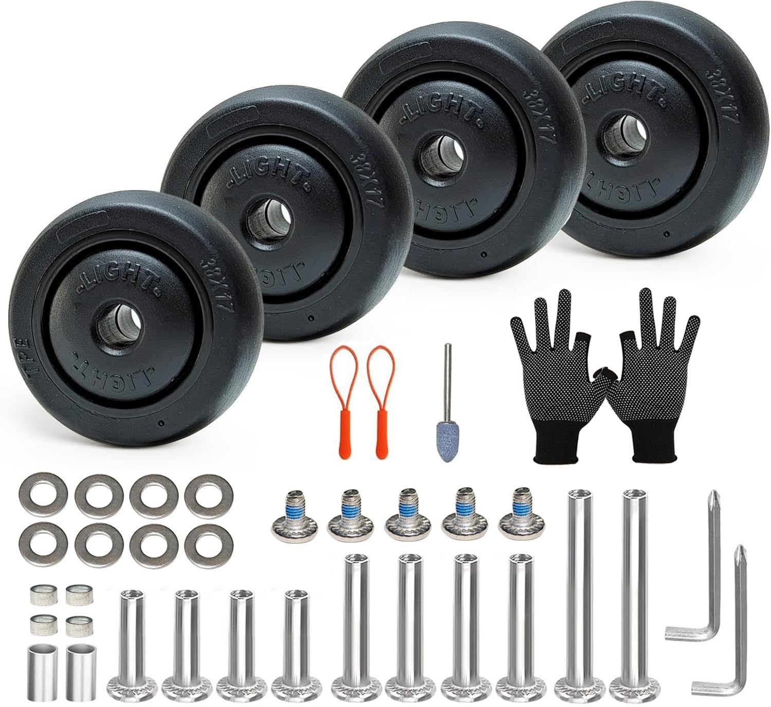 **1.5 Inch TPE Bearing Suitcase Wheels Replacement Kit - 4 Pack Smooth Spinner Rollers for Luggage, Trolley Bags - Durable & Quiet Travel Accessories for Airports, Hotels & Business Trips**