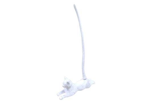 Handcrafted Nautical Decor Whitewashed Cast Iron Sitting Cat Kitchen Paper Towel Holder 19