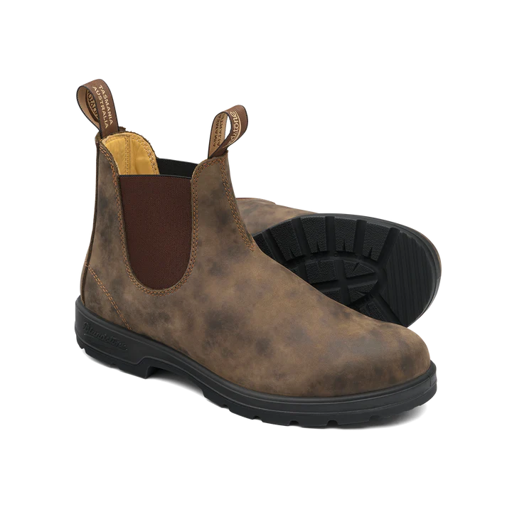 Blundstone 585 Classic Chelsea Boots - Rustic Brown Leather Ankle Boots for Men & Women | Comfortable & Durable for Work, Outdoor & Casual Wear