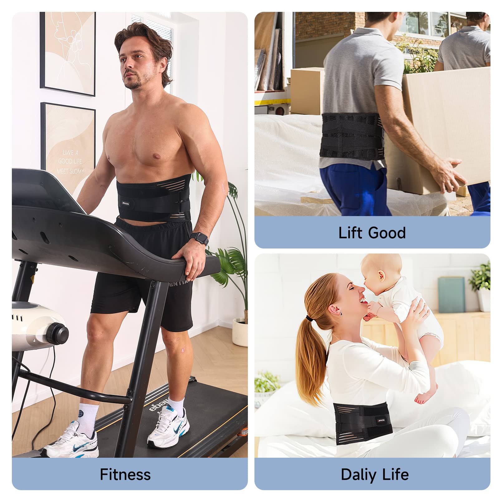Bynccea Back Brace for Men & Women - Breathable Lumbar Support Belt for Heavy Lifting, Herniated Disc, Sciatica & Scoliosis Pain Relief - Ideal for Workouts, Gardening & Office Use