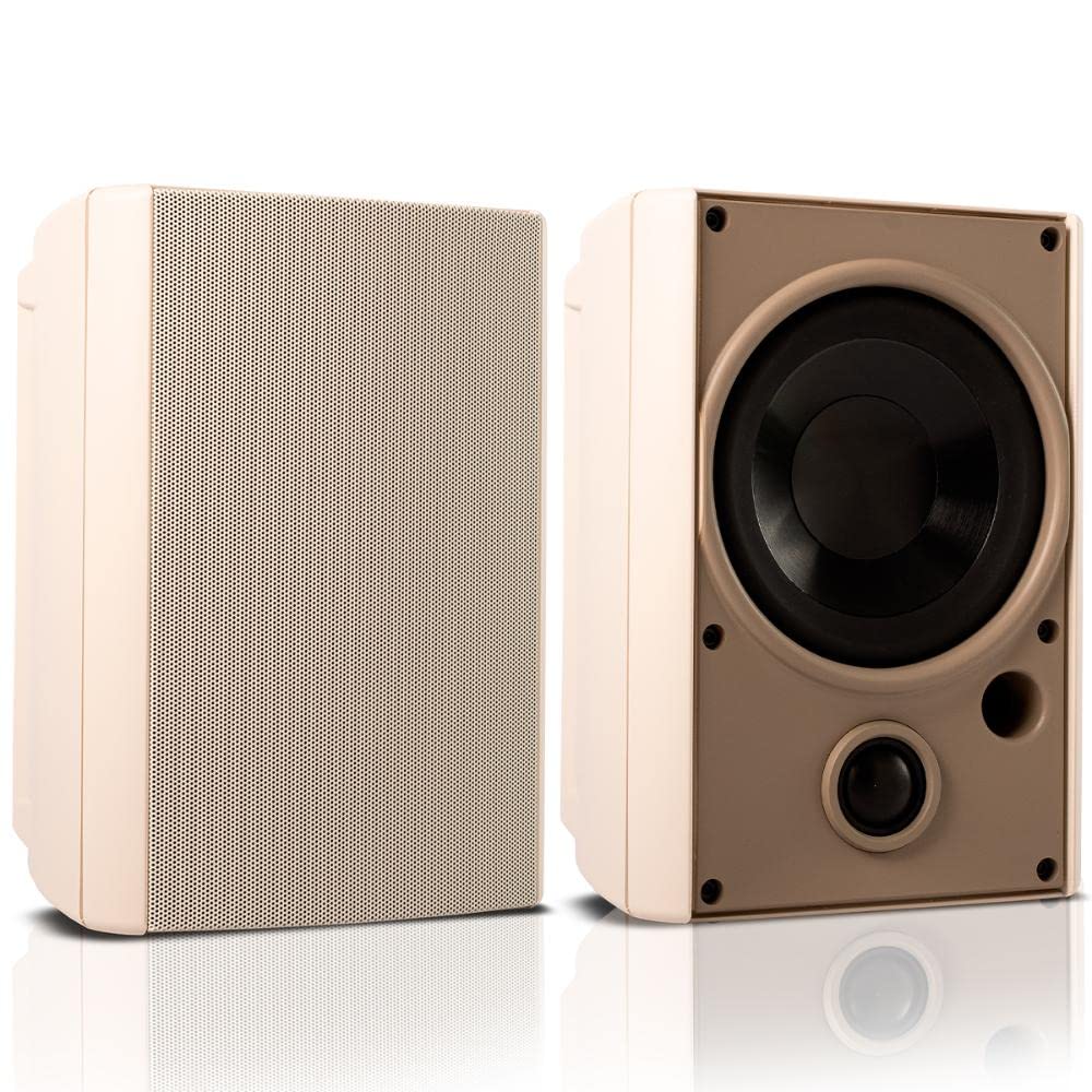 PROFICIENT AW525WHT 5.25 Inch White Weatherproof Indoor Outdoor Speakers - High Quality Sound for Patio, Garden, Poolside & Home Theater Systems
