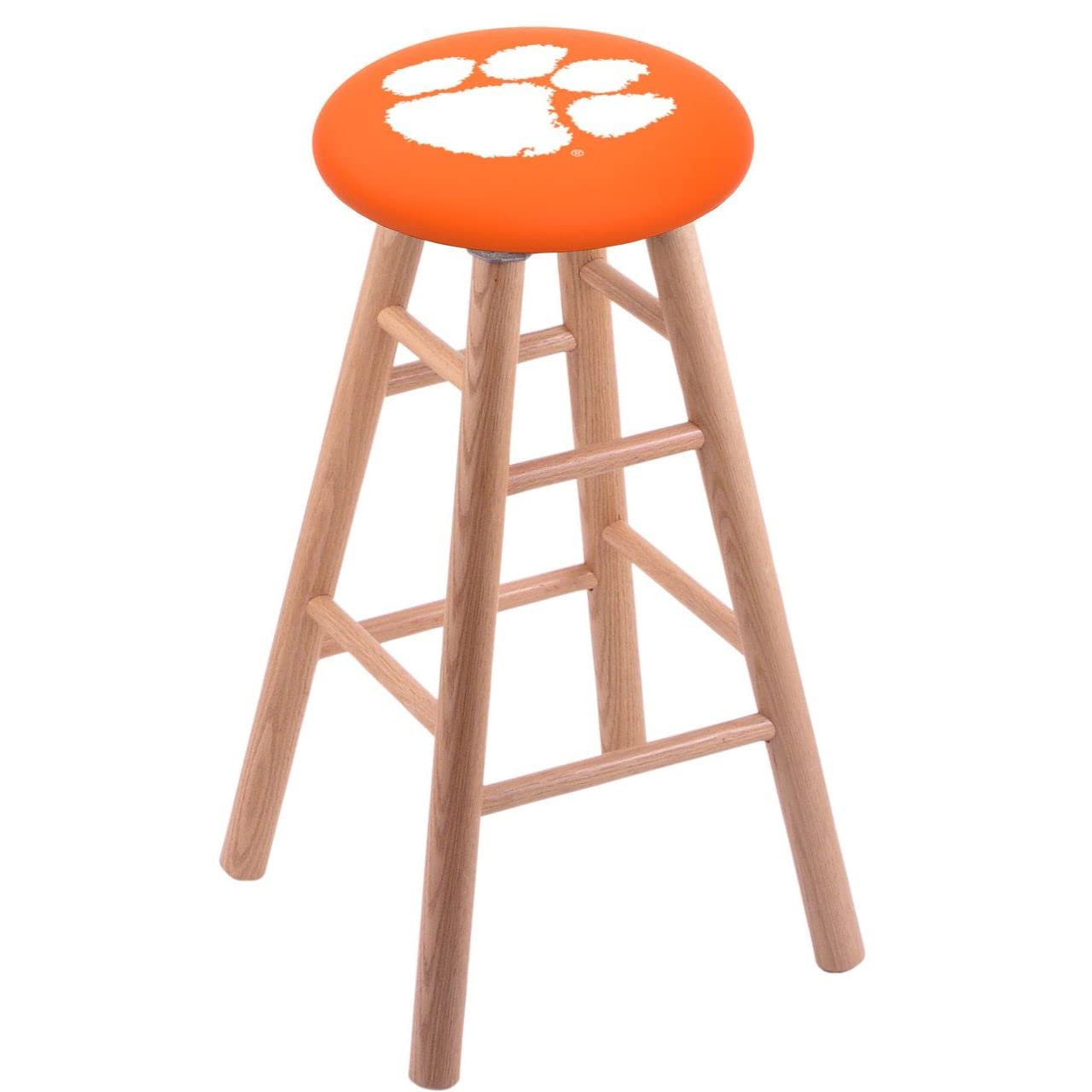 Holland Bar Stool Co. Natural Oak Wood Bar Stool with Clemson Seat - Perfect for Kitchen Islands, Home Bars & Restaurants