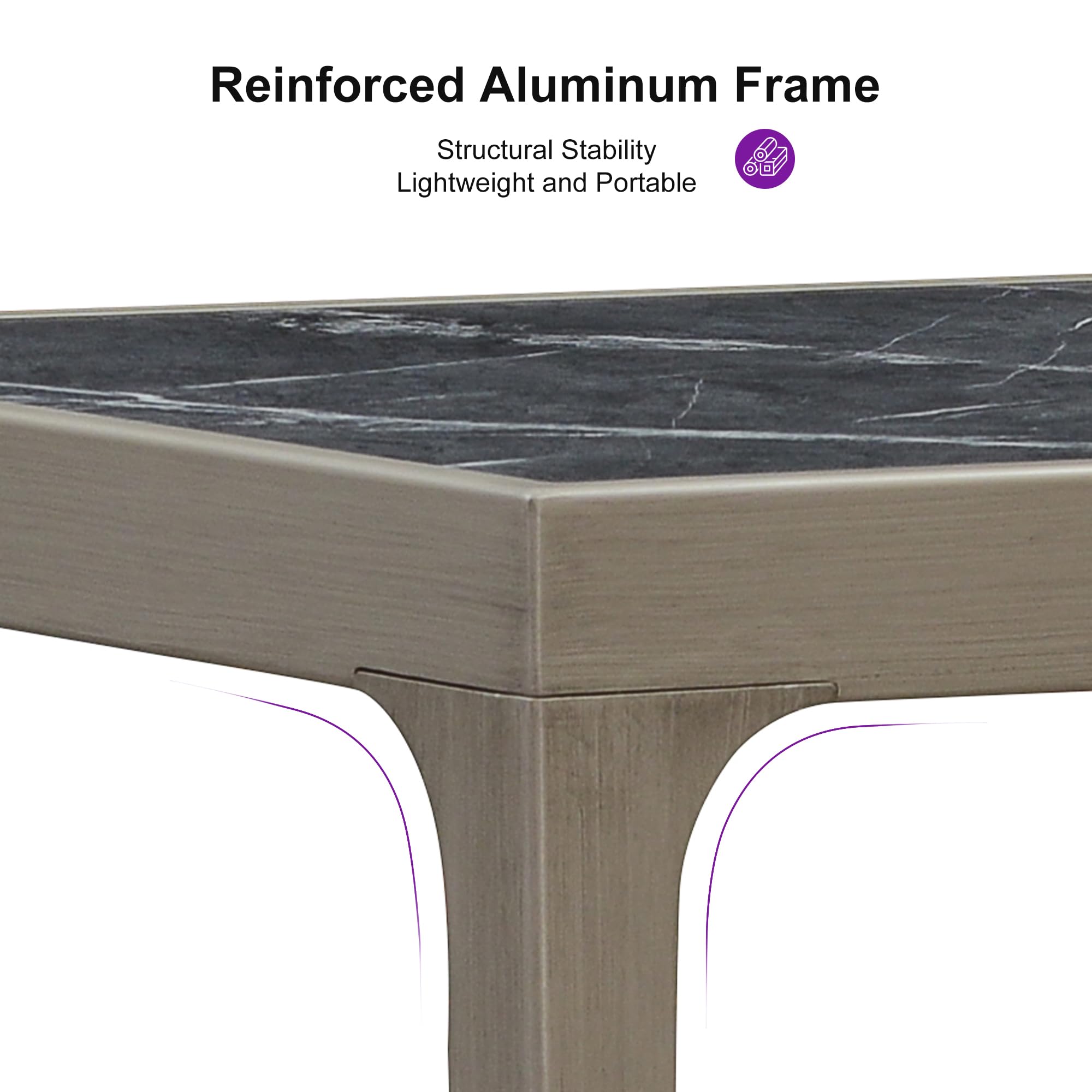 PURPLE LEAF 36 Inch Counter Height Patio Table - Rectangular Outdoor Dining Table for Kitchen, Breakfast, Bistro, Pub & Bar - Light Grey Metal Garden & Balcony Furniture (Perfect for Small Spaces, Outdoor Entertaining & Alfresco Dining)