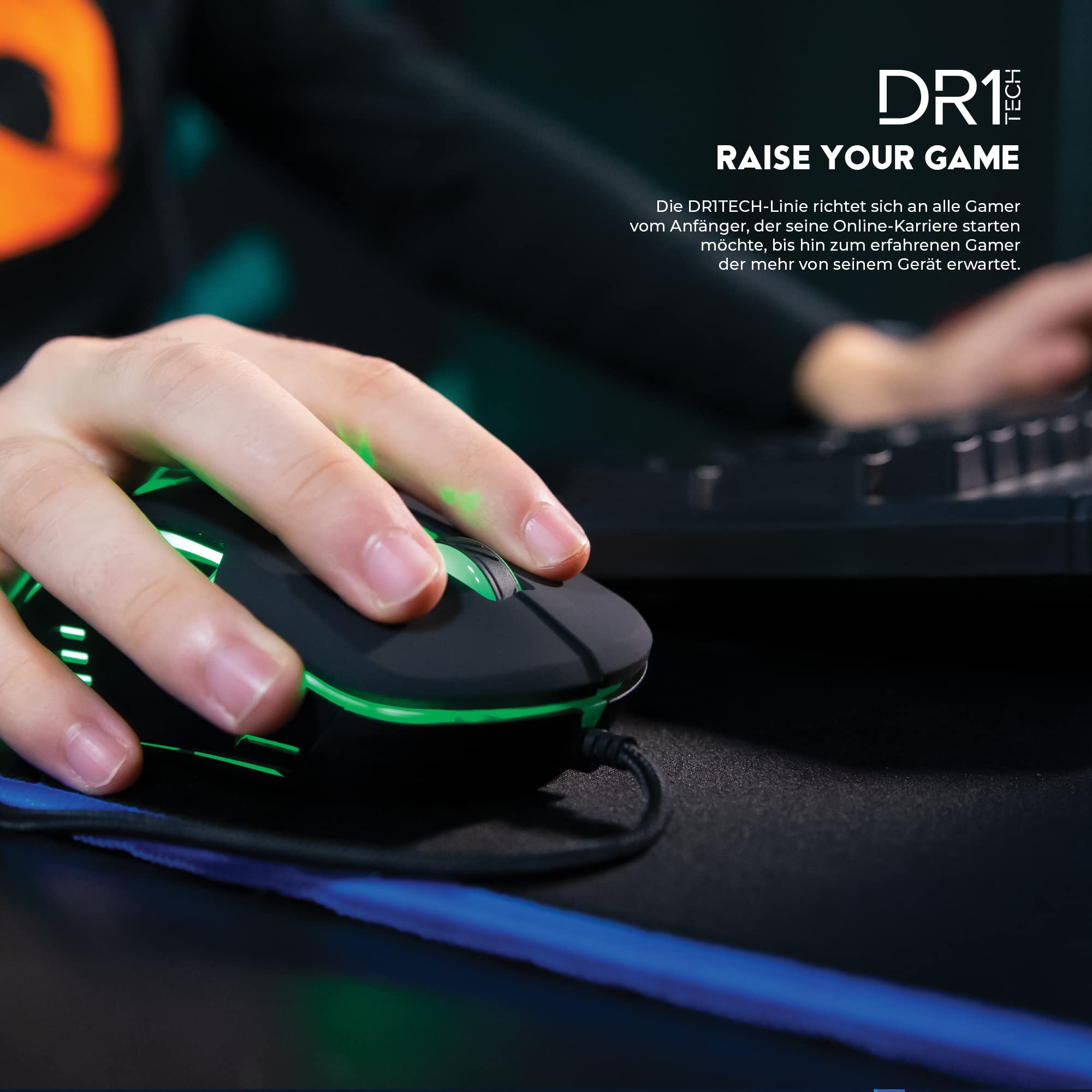 DR1TECH [Amazon Exclusive] Wired Gaming Mouse - 6 Programmable Buttons, Up to 3200 DPI, Lightweight & Durable Design - Ergonomic PC Gaming Mouse for PS4/XBOX - Perfect for FPS, MOBA & Esports Gaming
